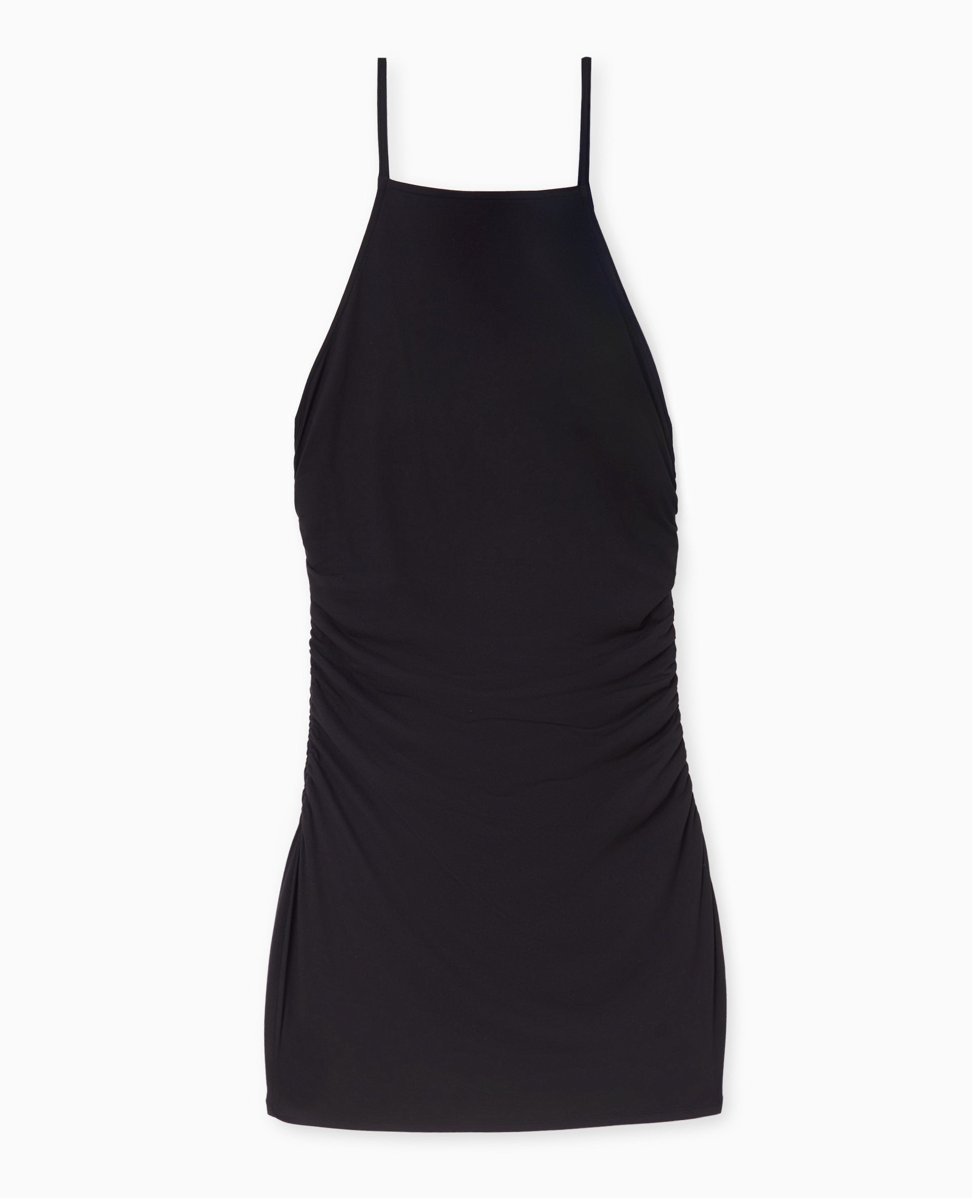 Robe courte en maille extensible avec fronces