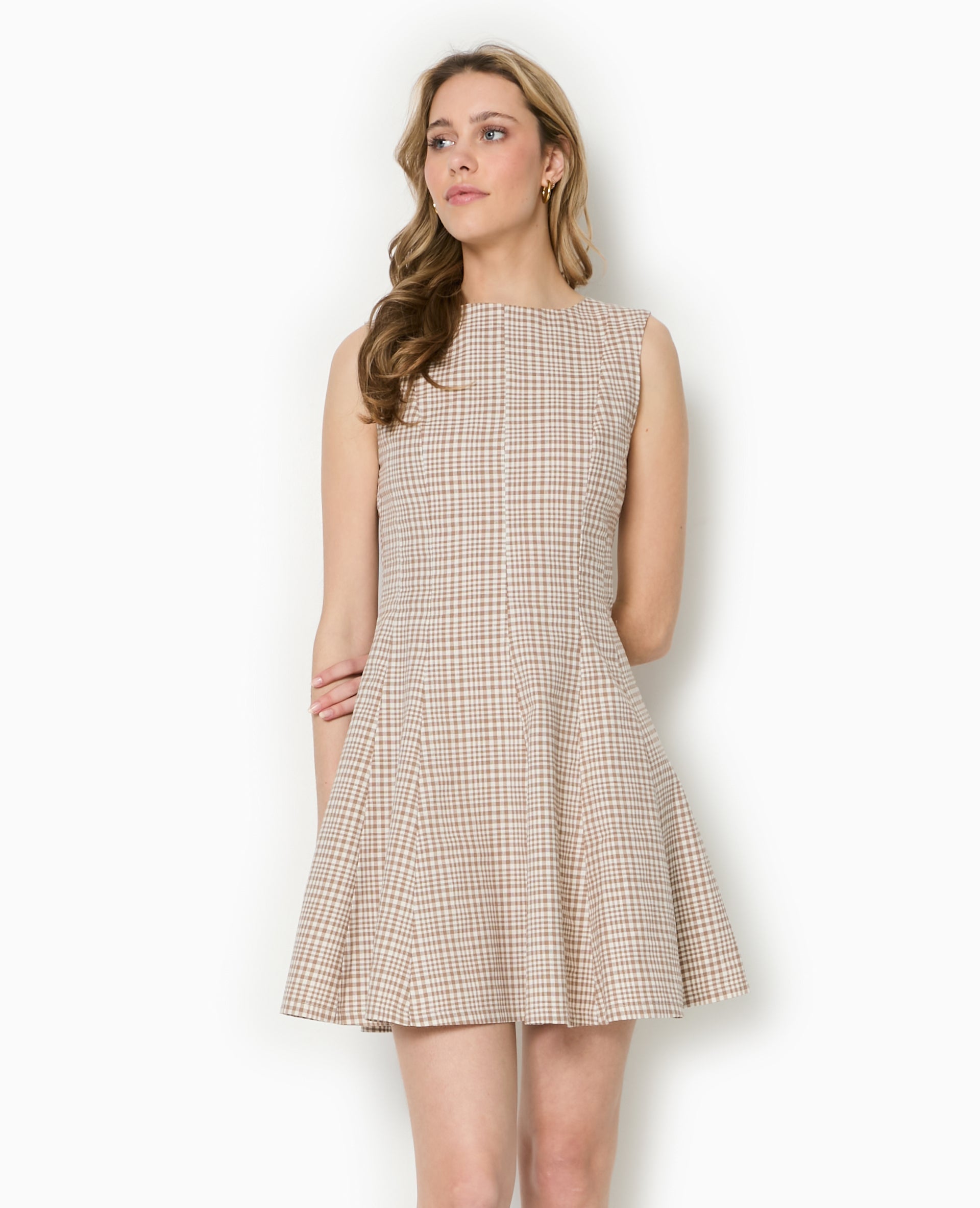 Robe courte patineuse motif carreaux