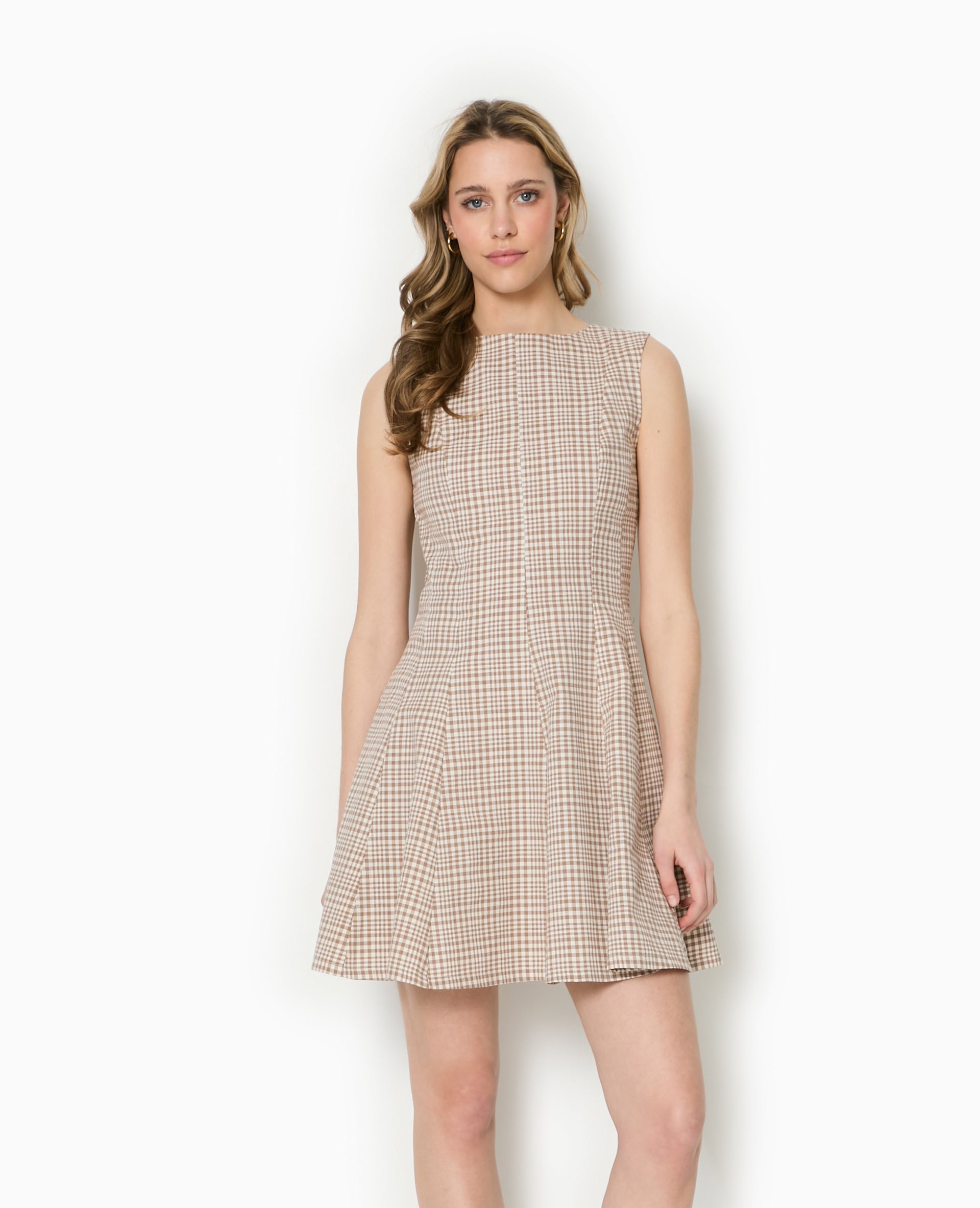 Robe courte patineuse motif carreaux