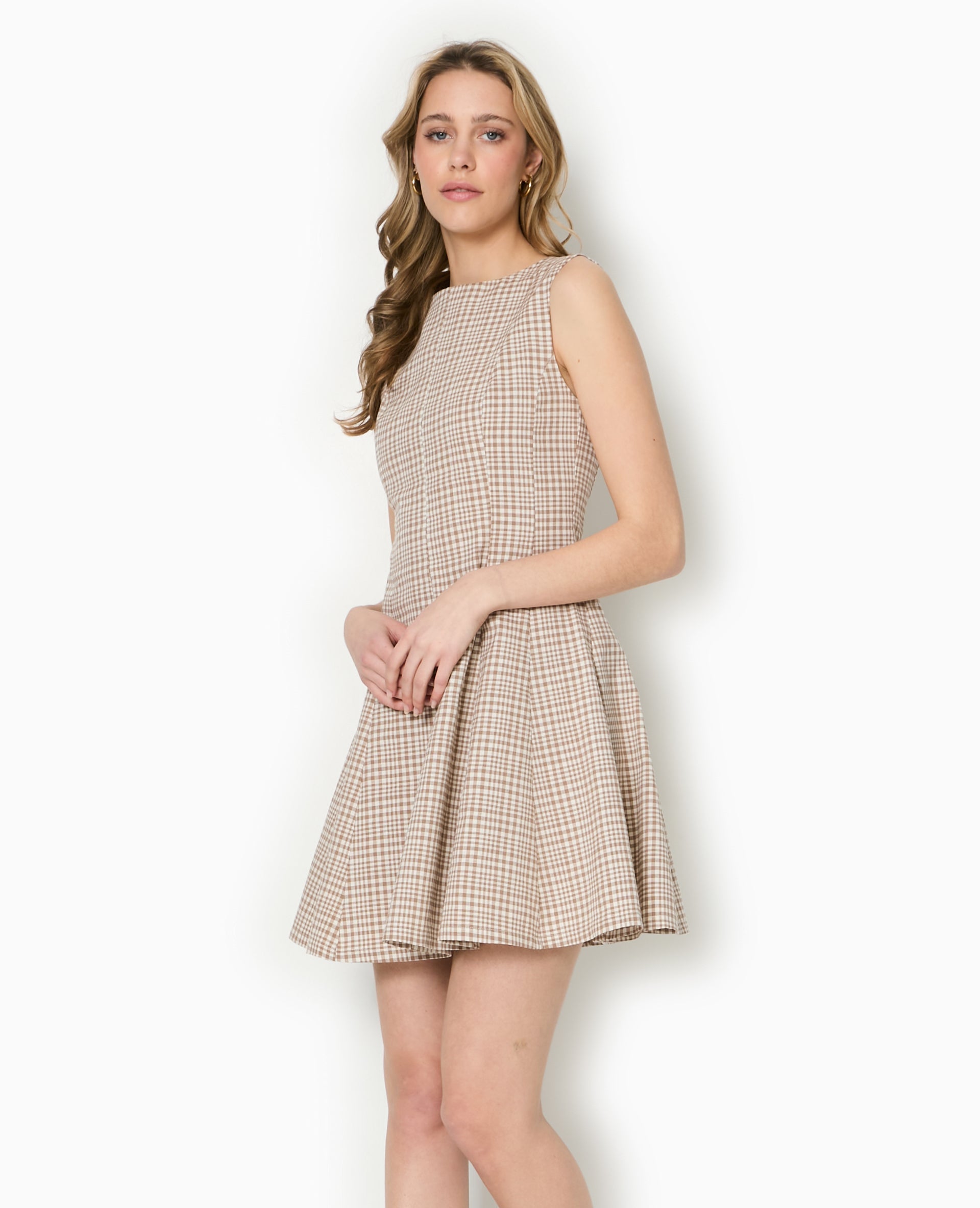 Robe courte patineuse motif carreaux