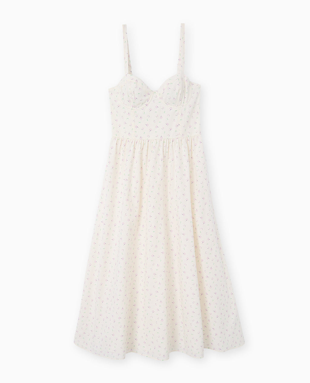 Robe longue encolure balconnet motif fleurs