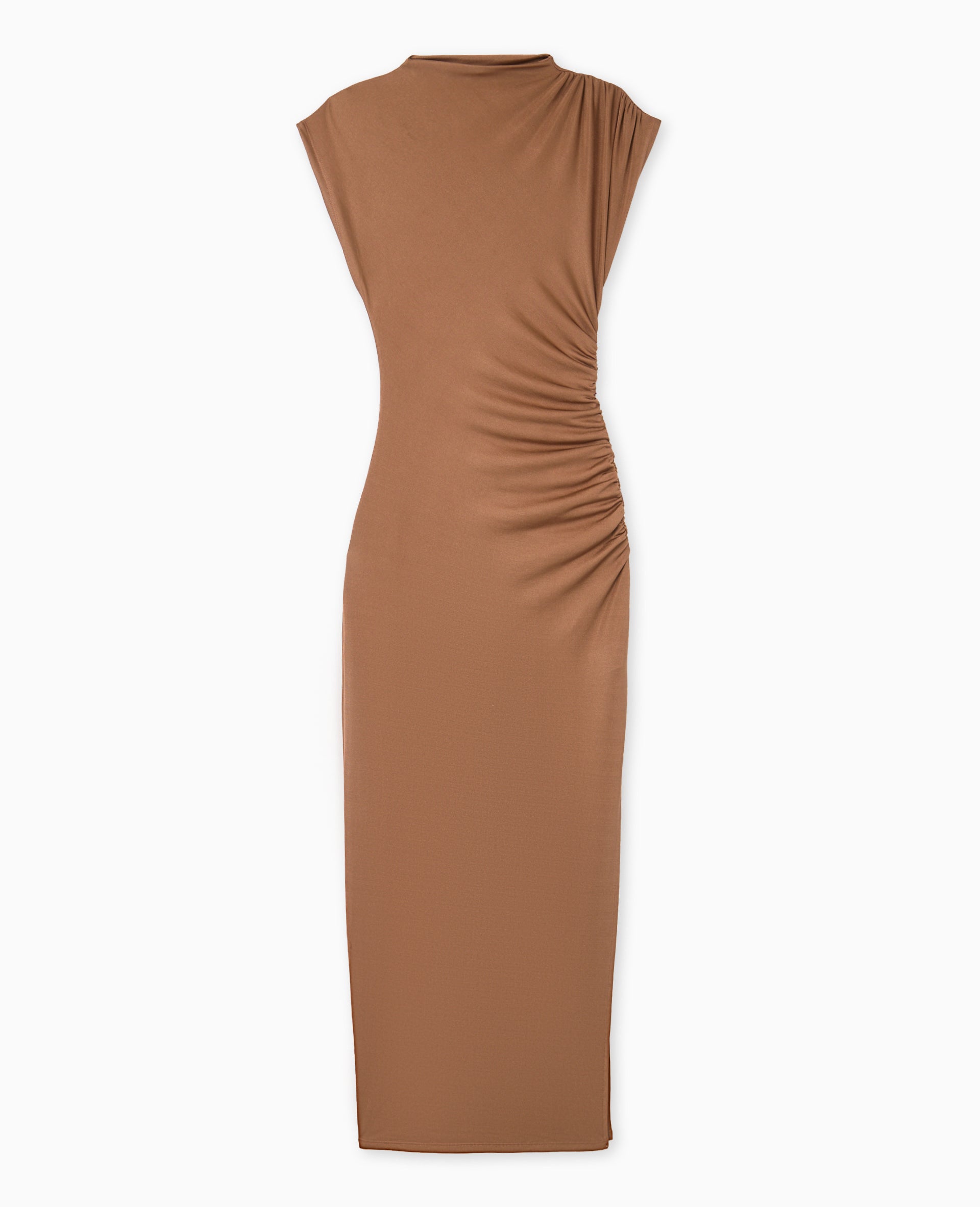 Robe longue en maille avec fronces et drapés