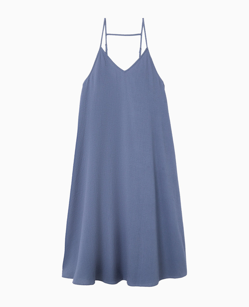Robe longue en tissu gaufré et rayé