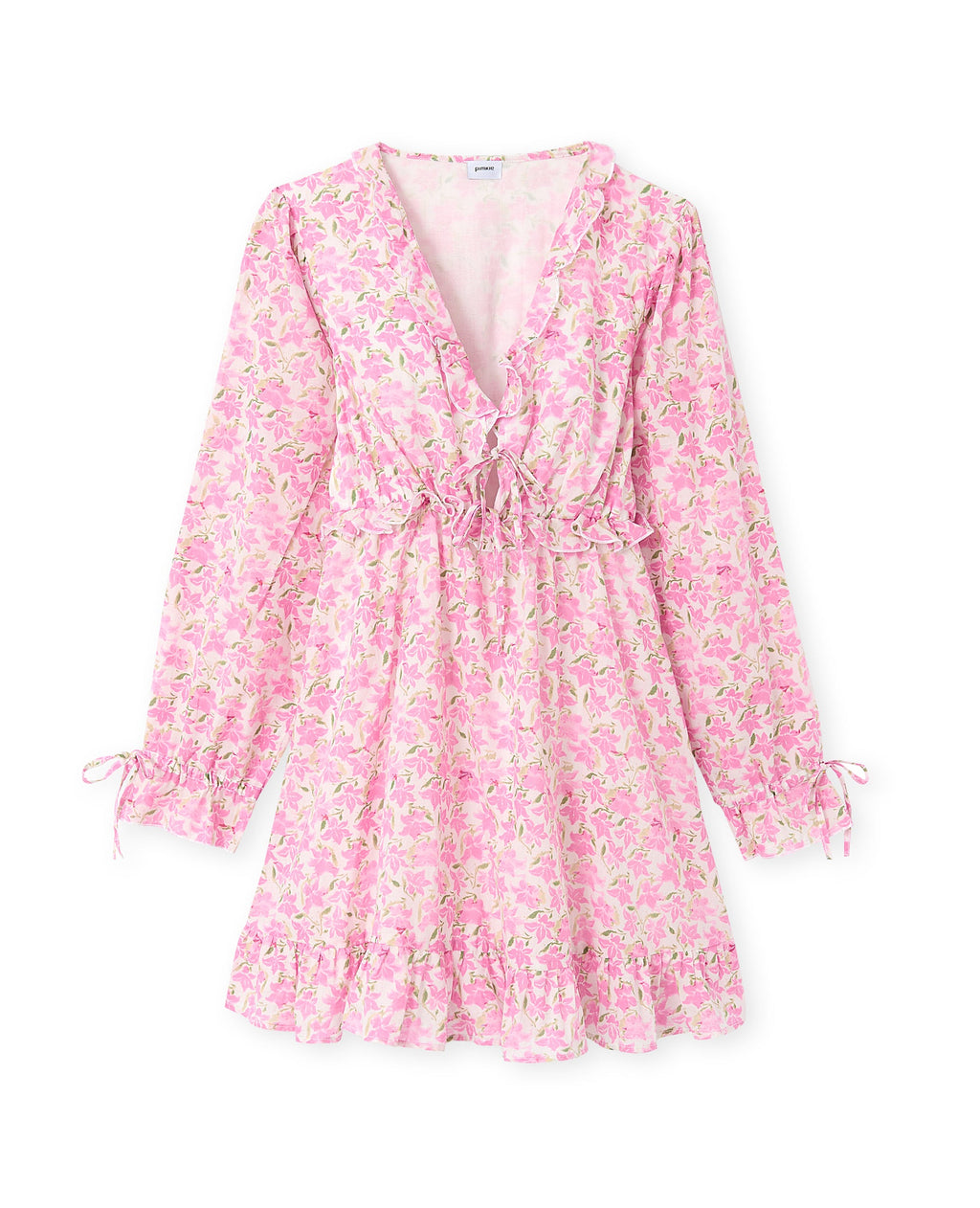 Robe courte avec volants motif fleurs