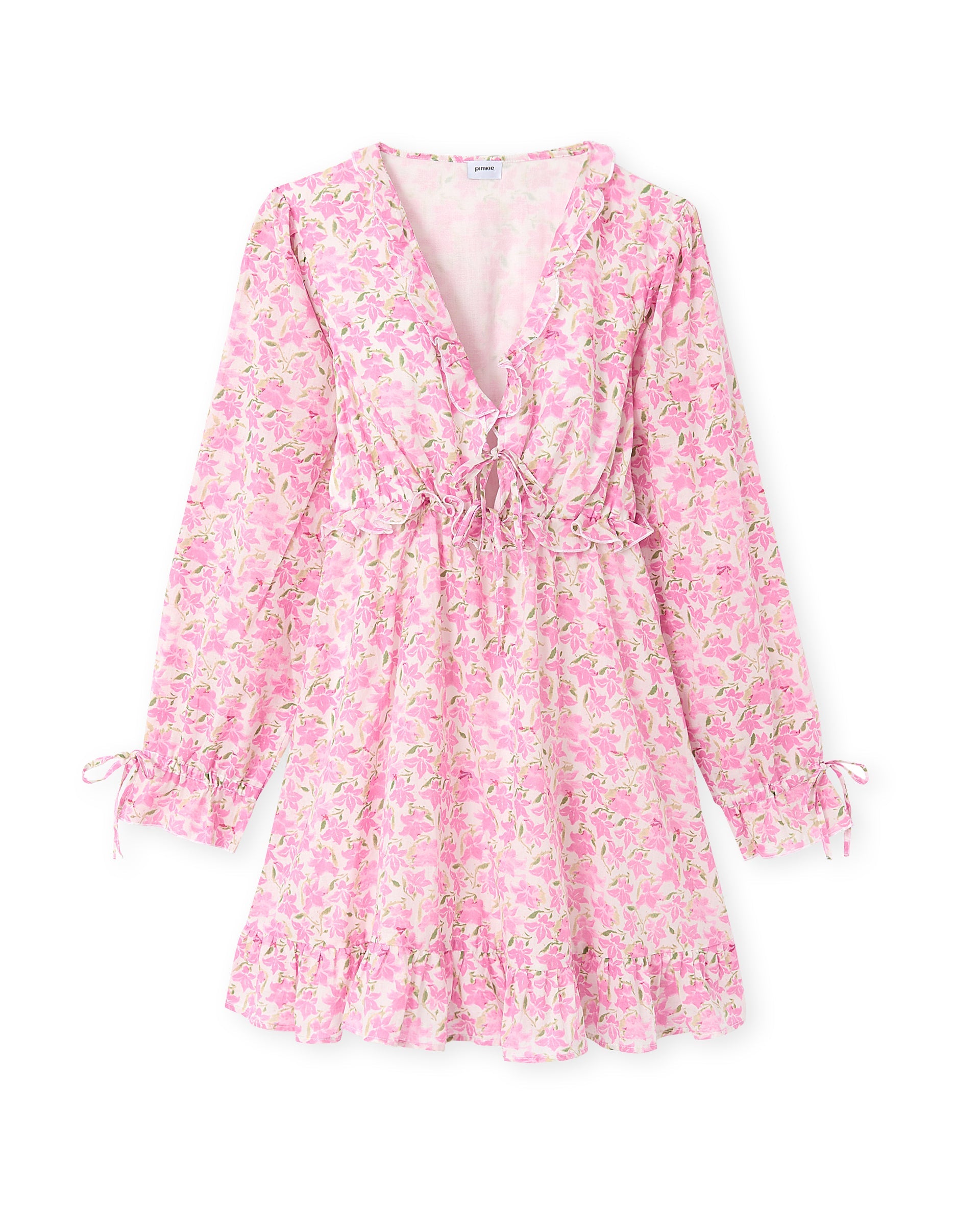 Robe courte avec volants motif fleurs