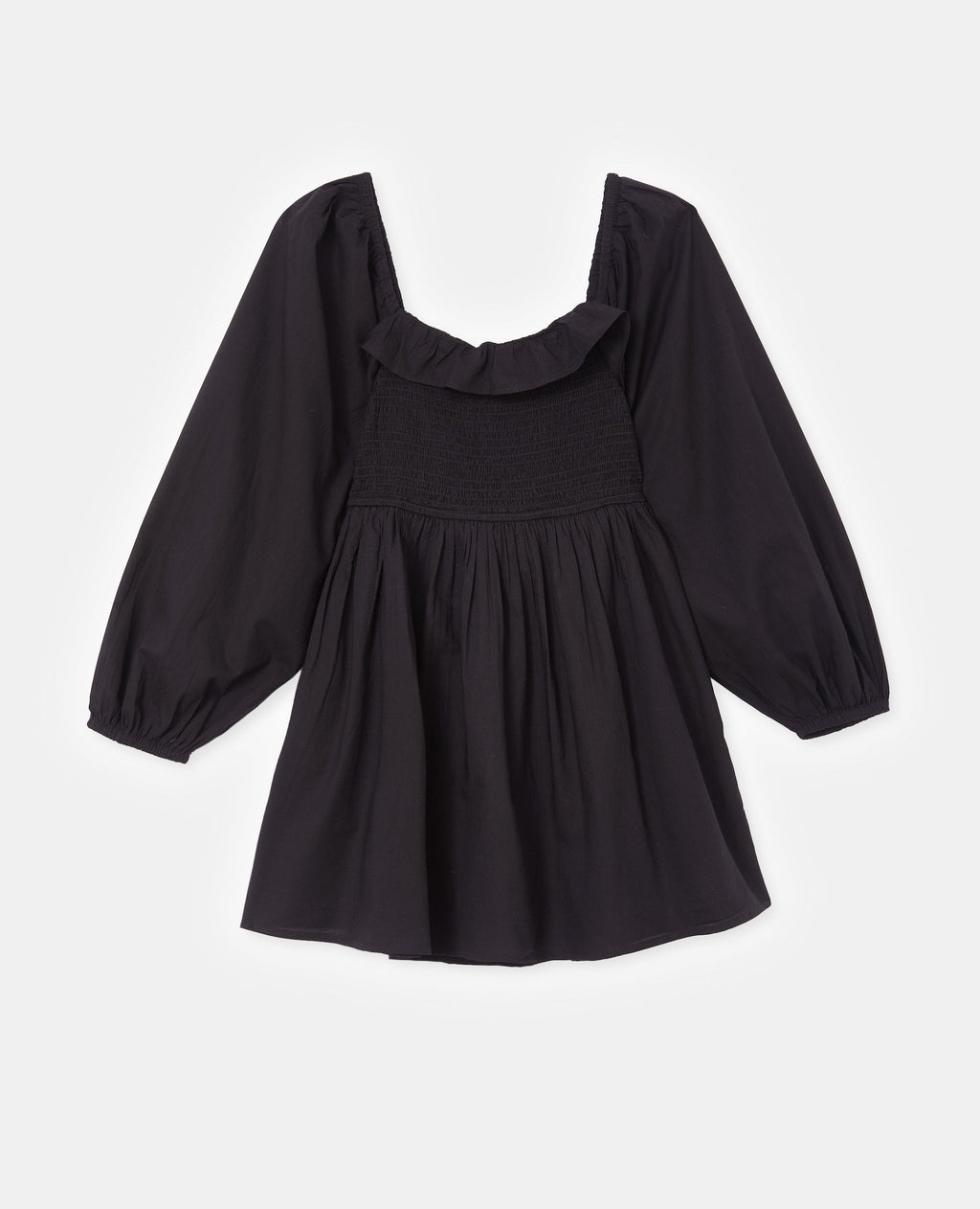 Robe courte en popeline avec manches ballons