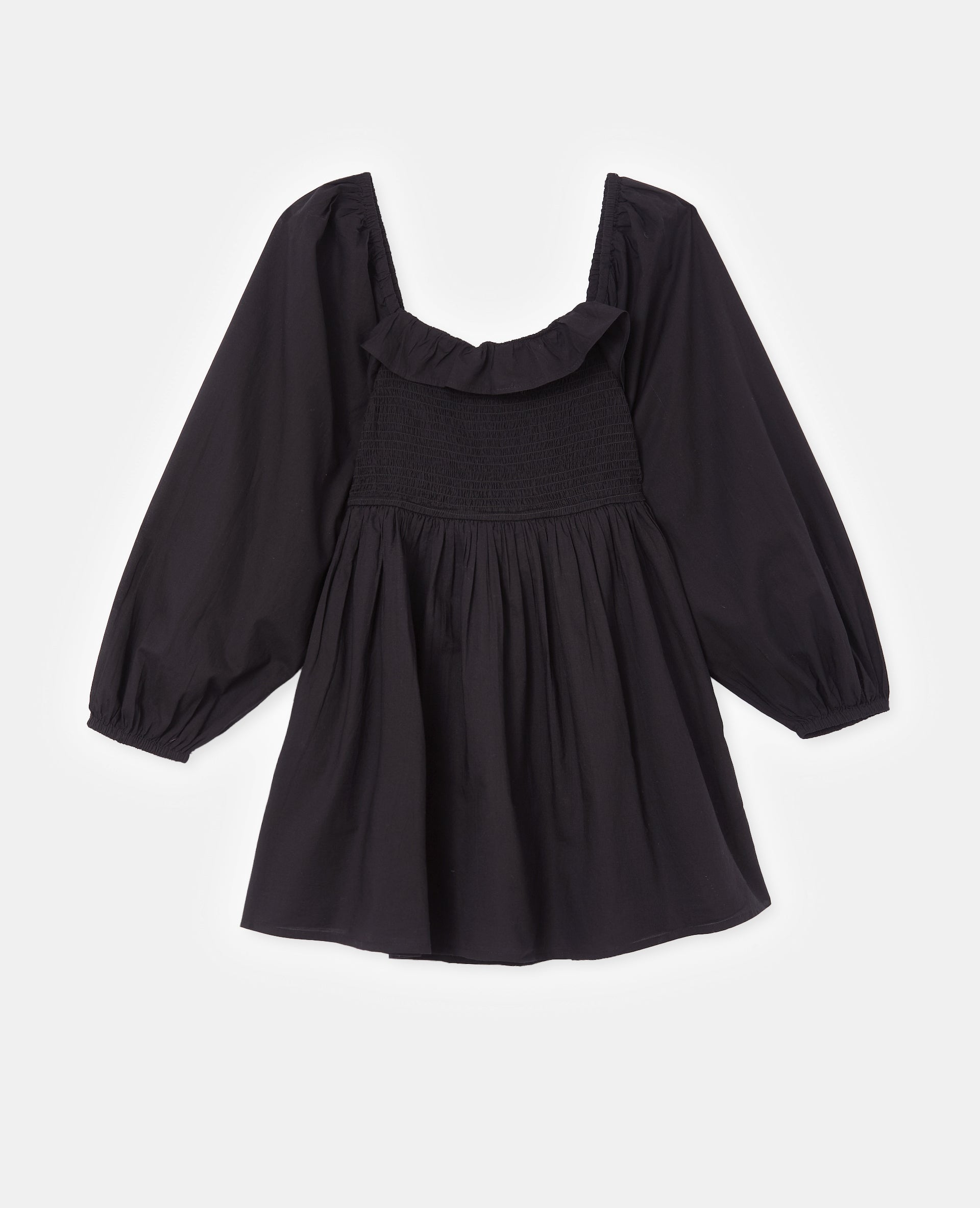 Robe courte en popeline avec manches ballons