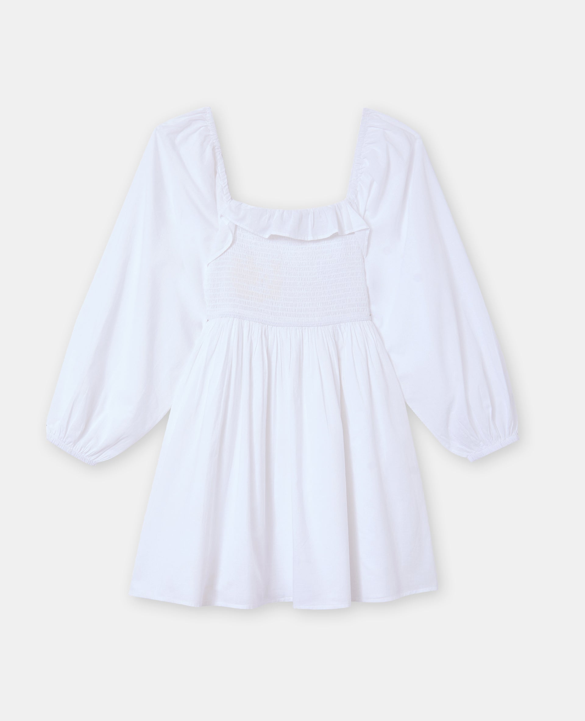Robe courte en popeline avec manches ballons