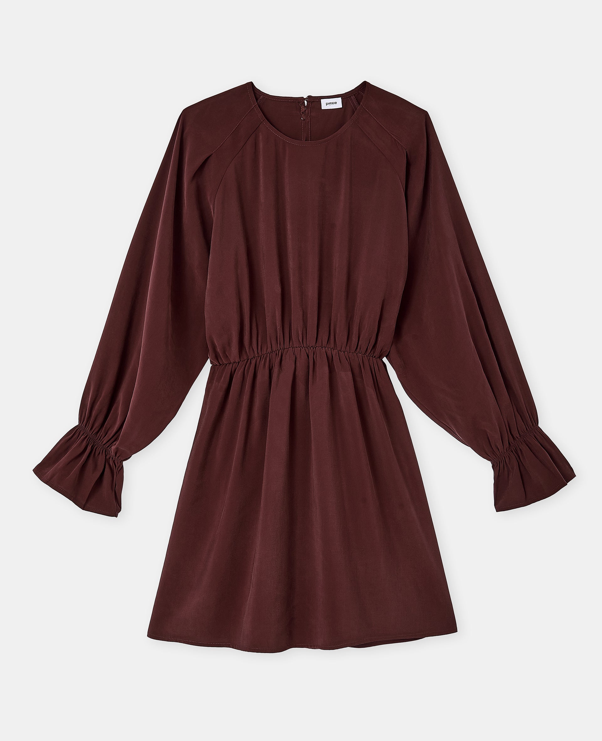 Robe courte avec taille élastiquée en tissu fluide