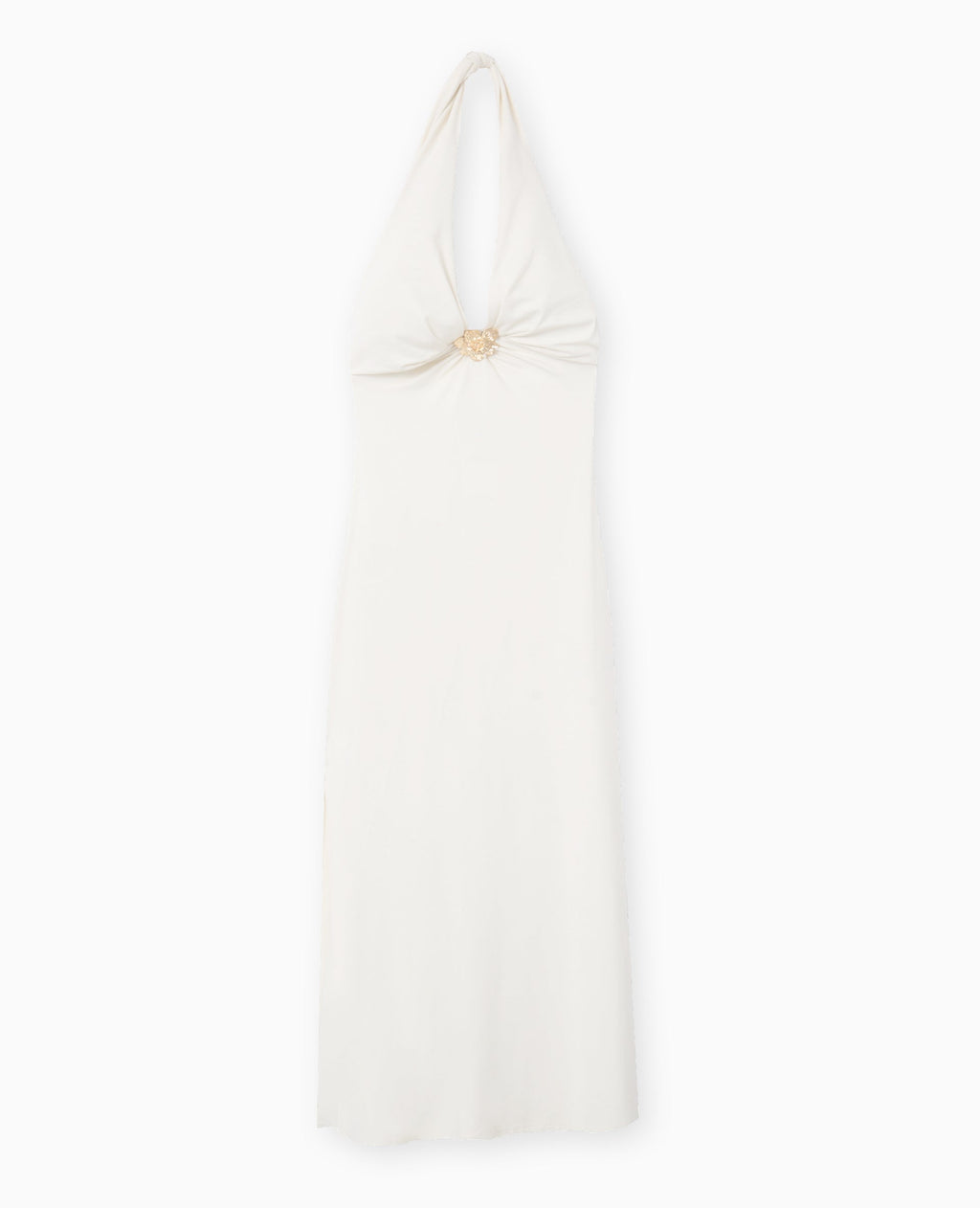 Robe longue dos-nu avec déco bijou fleur
