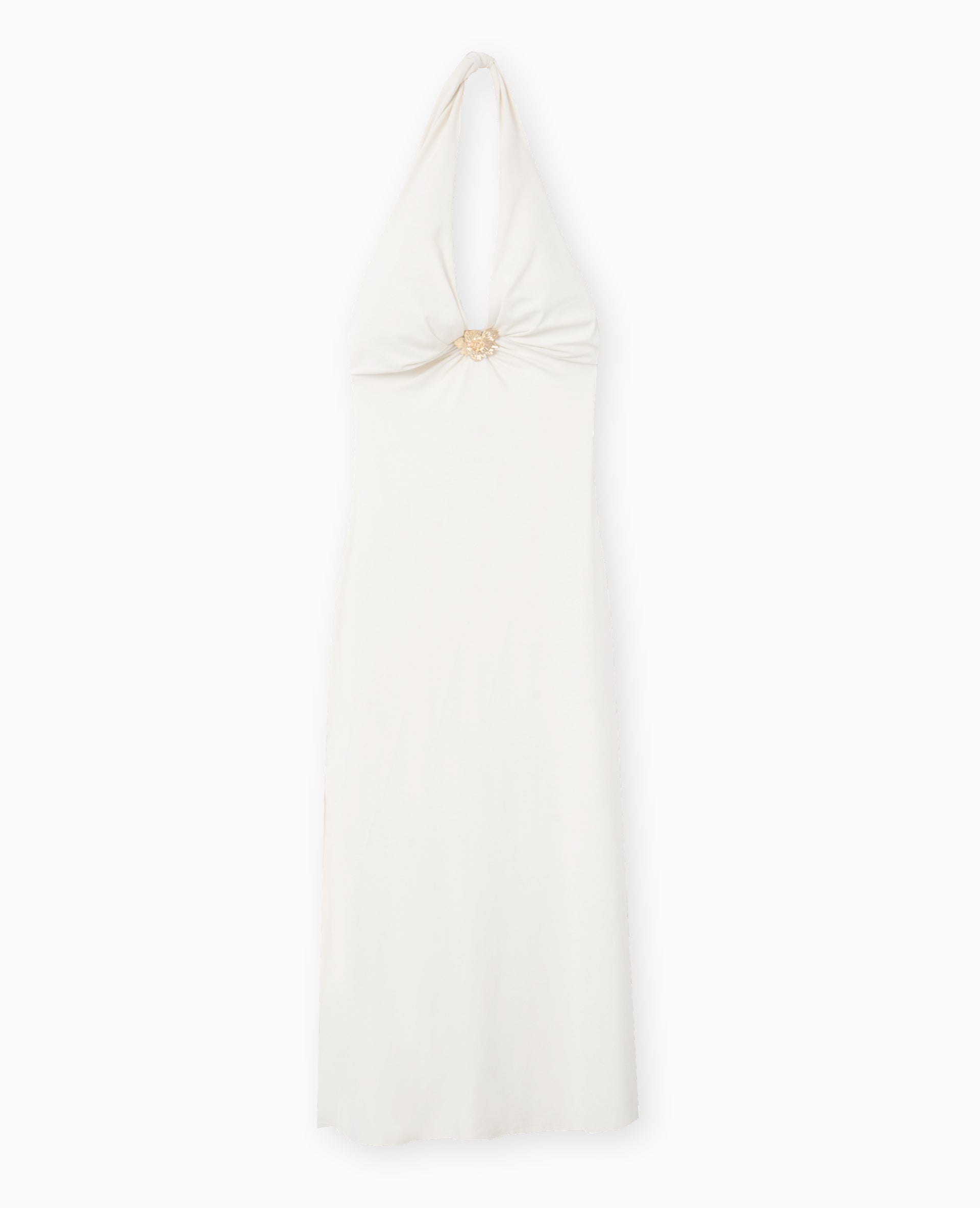 Robe longue dos-nu avec déco bijou fleur