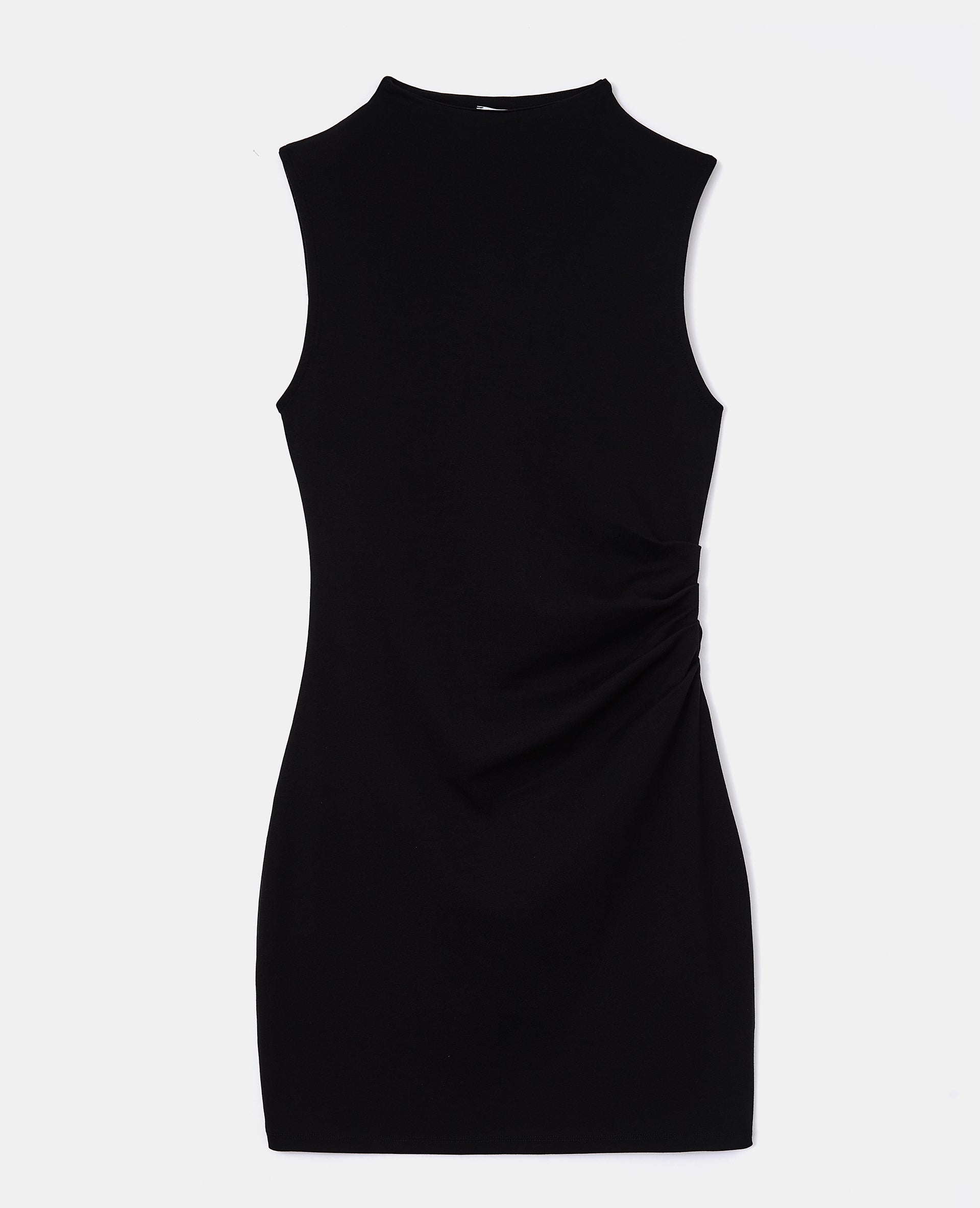 Robe courte sans manches avec fronces côté