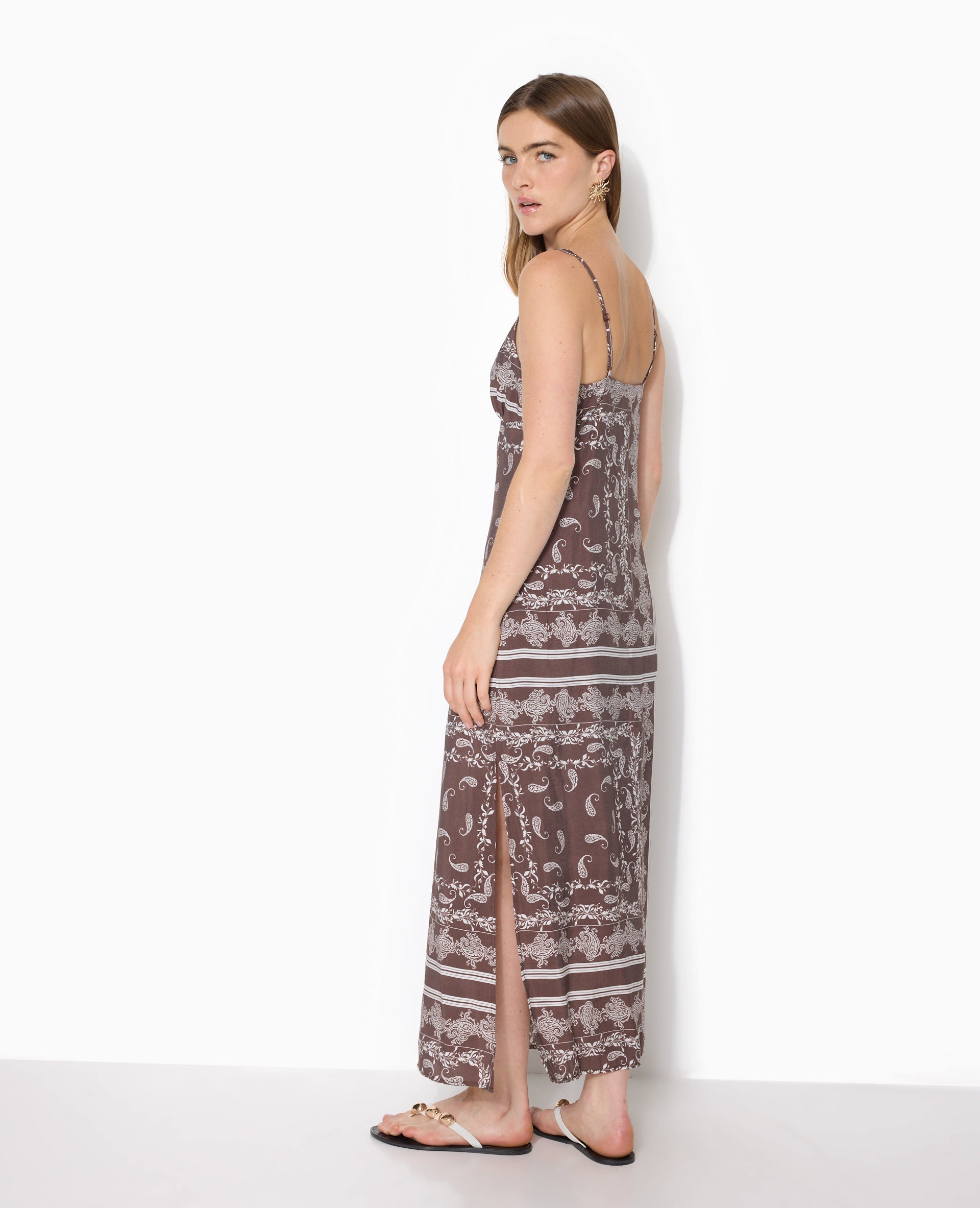 Robe longue forme empire motif bandana