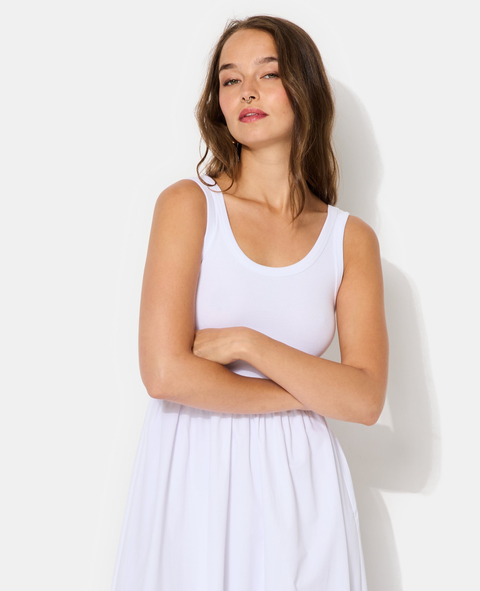 Robe longue haut débardeur et bas évasé