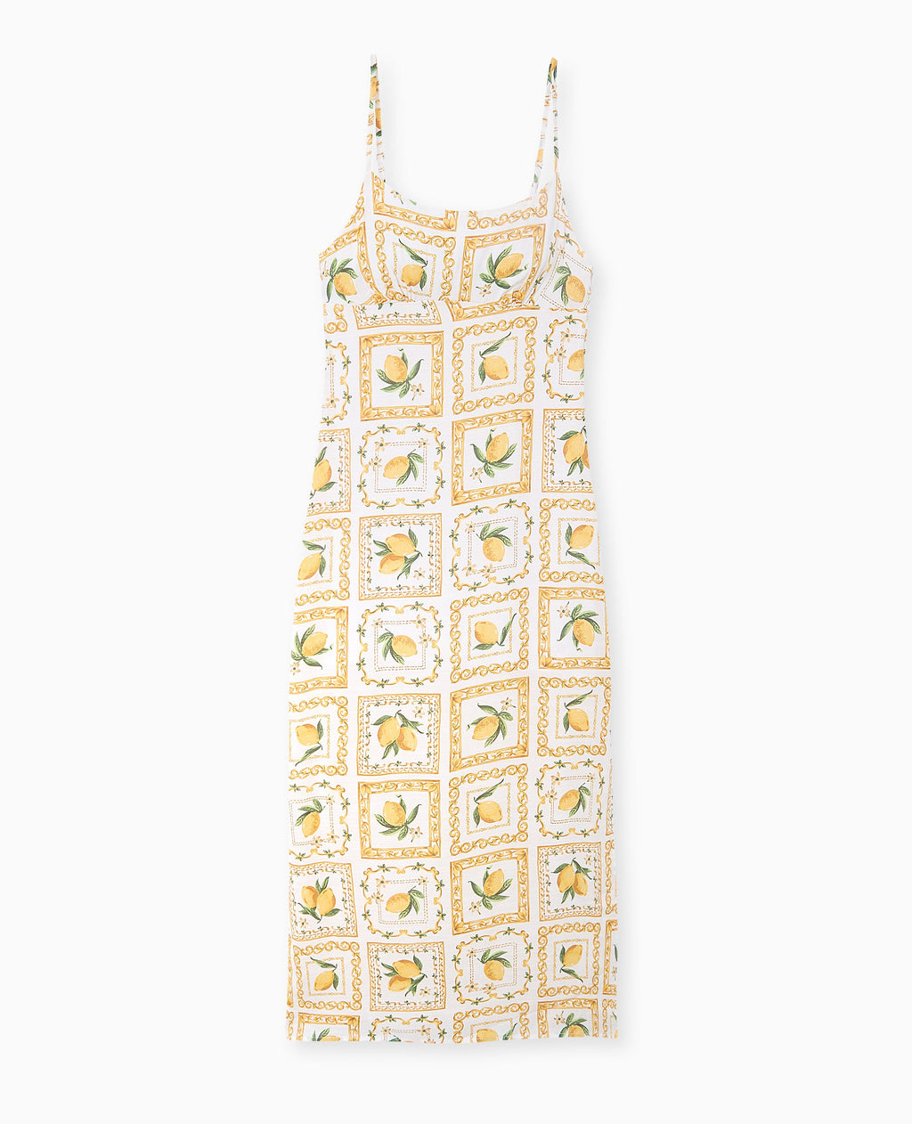 Robe longue encolure empire motif citrons