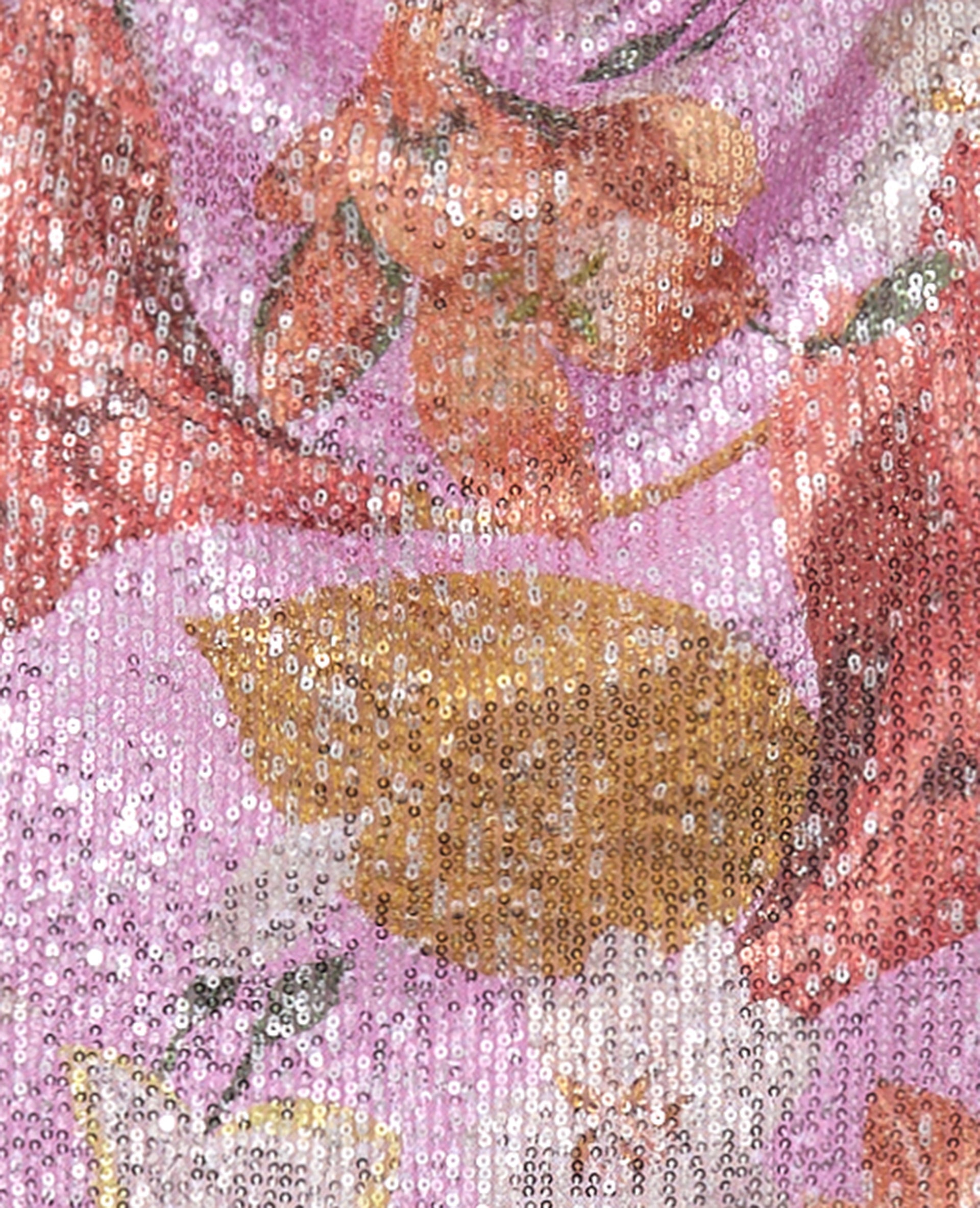 Robe courte avec sequins motifs fleurs et citrons