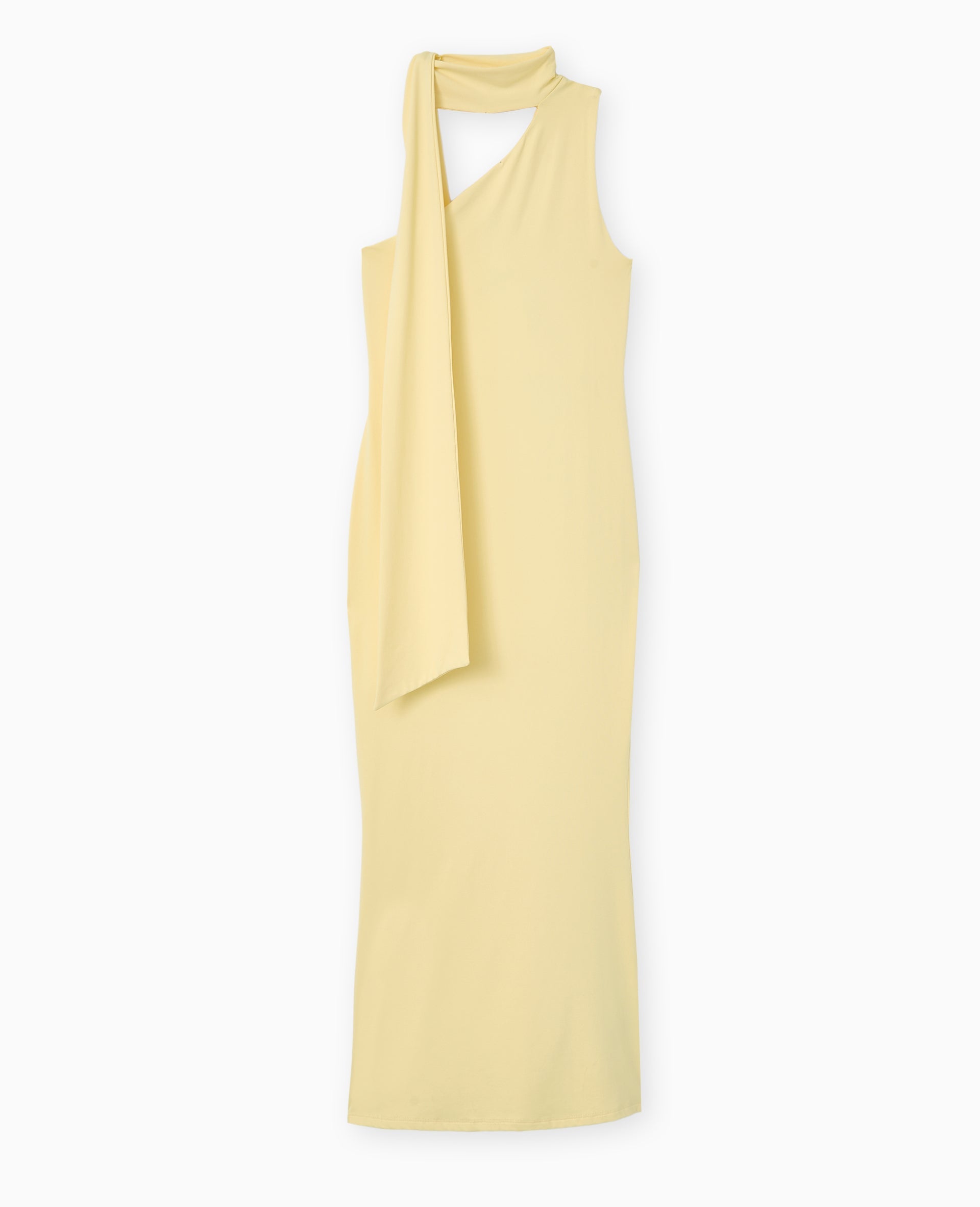 Robe longue et moulante asymétrique avec foulard