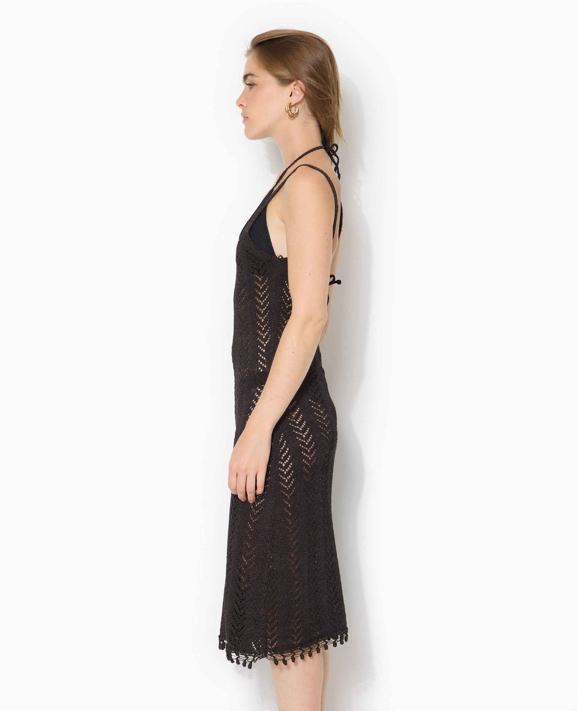 Robe longueur genoux en maille ajourée