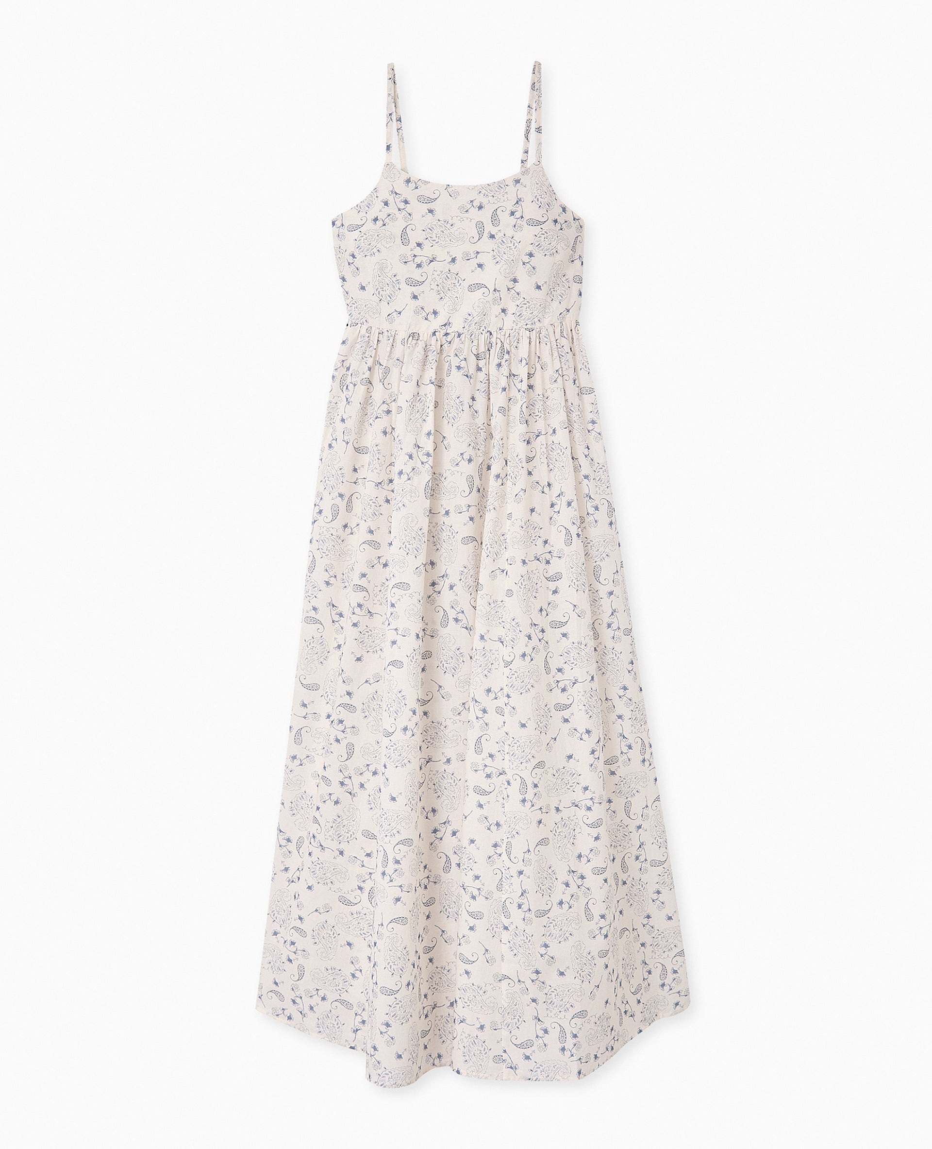 Robe longue à bretelles motif cachemire