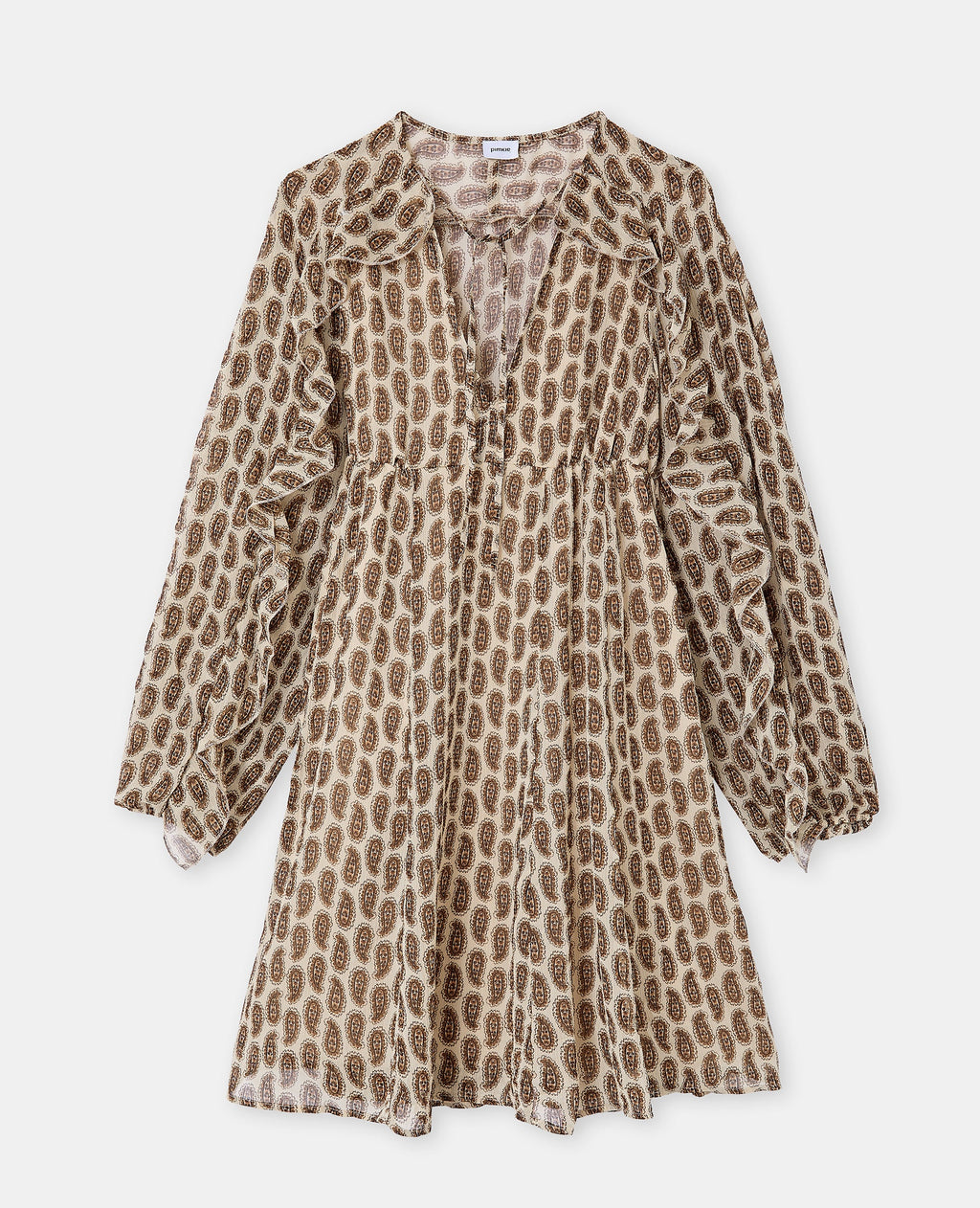 Robe en voile avec volants motifs cachemire