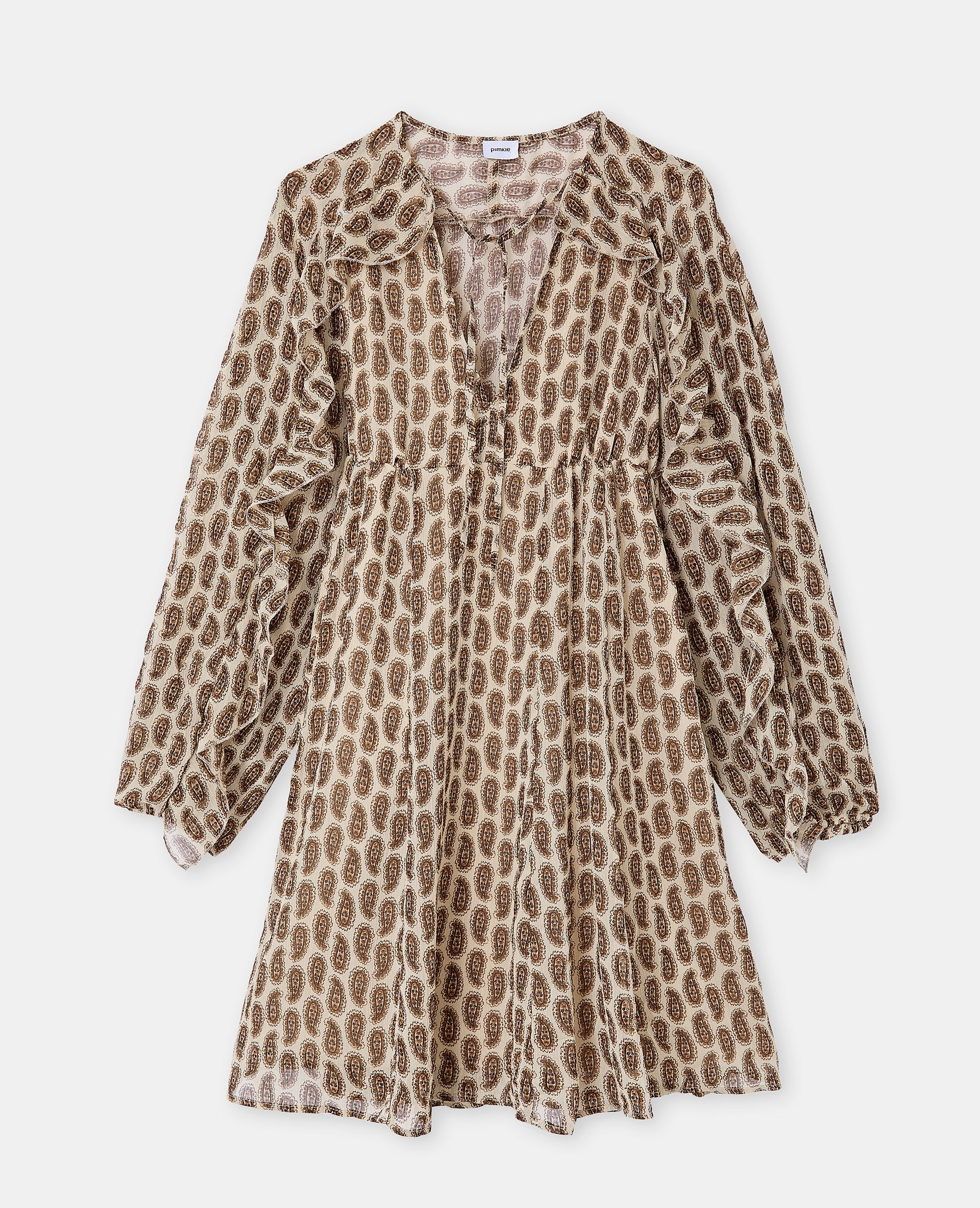 Robe en voile avec volants motifs cachemire