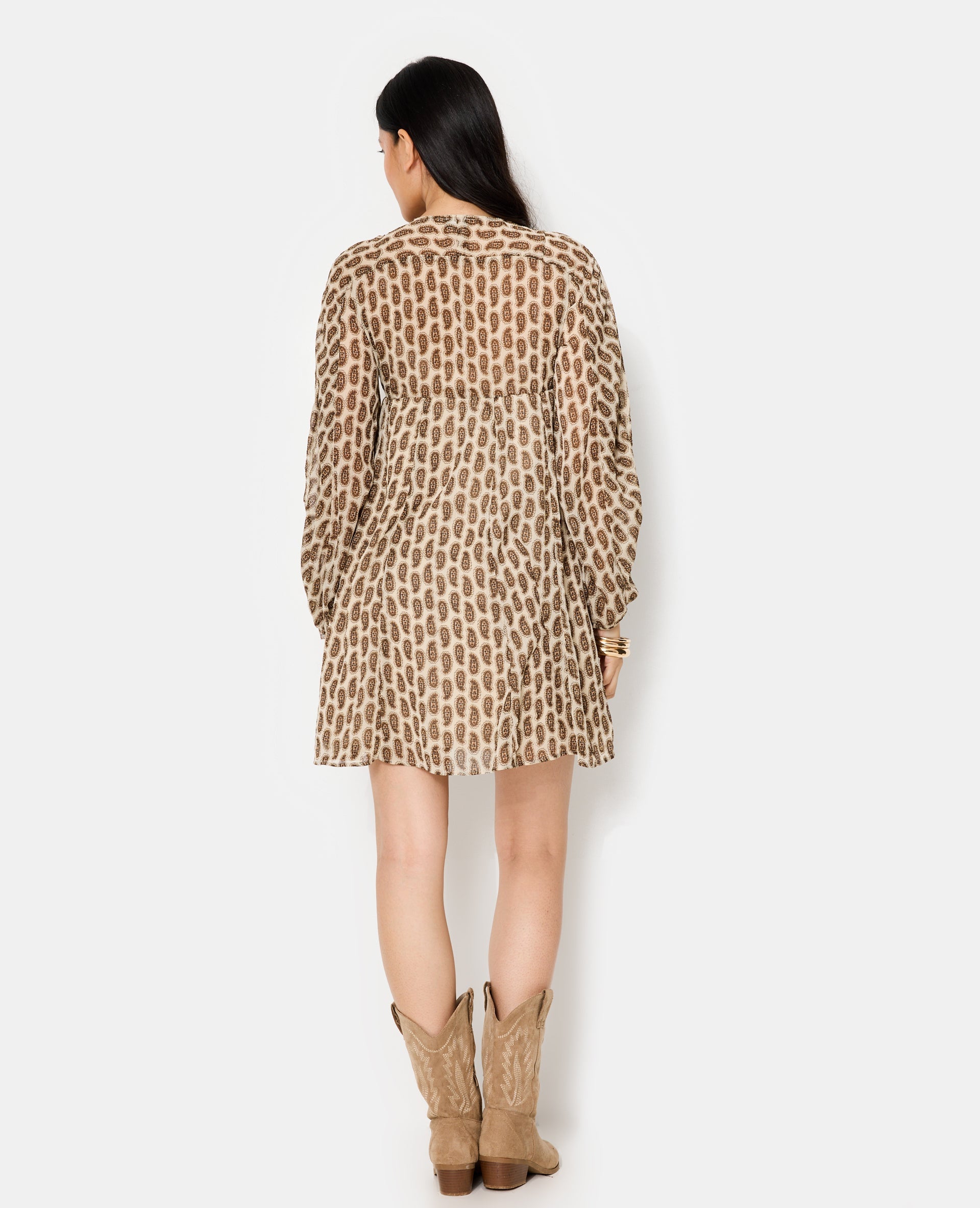 Robe en voile avec volants motifs cachemire