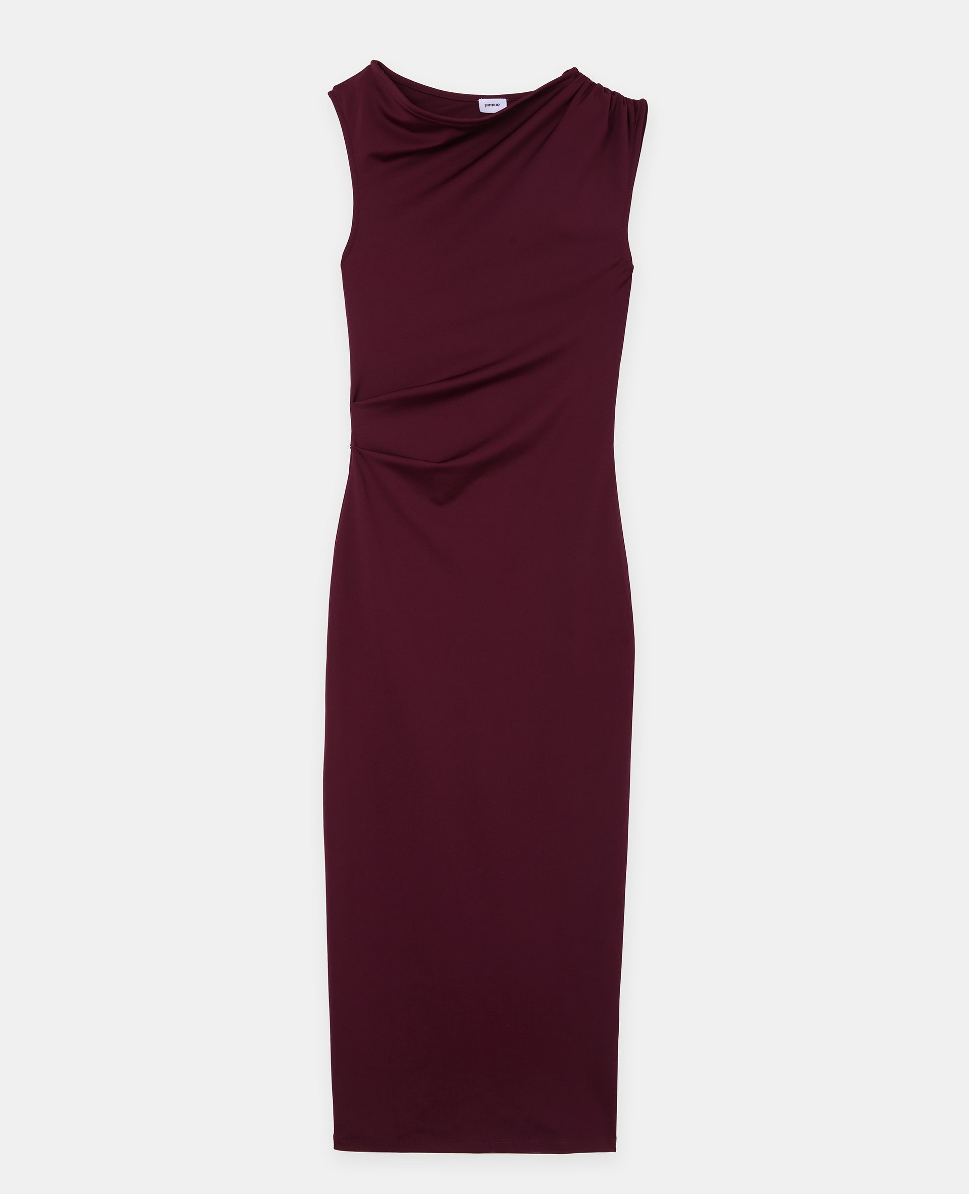 Robe longue en maille stretch avec fronces