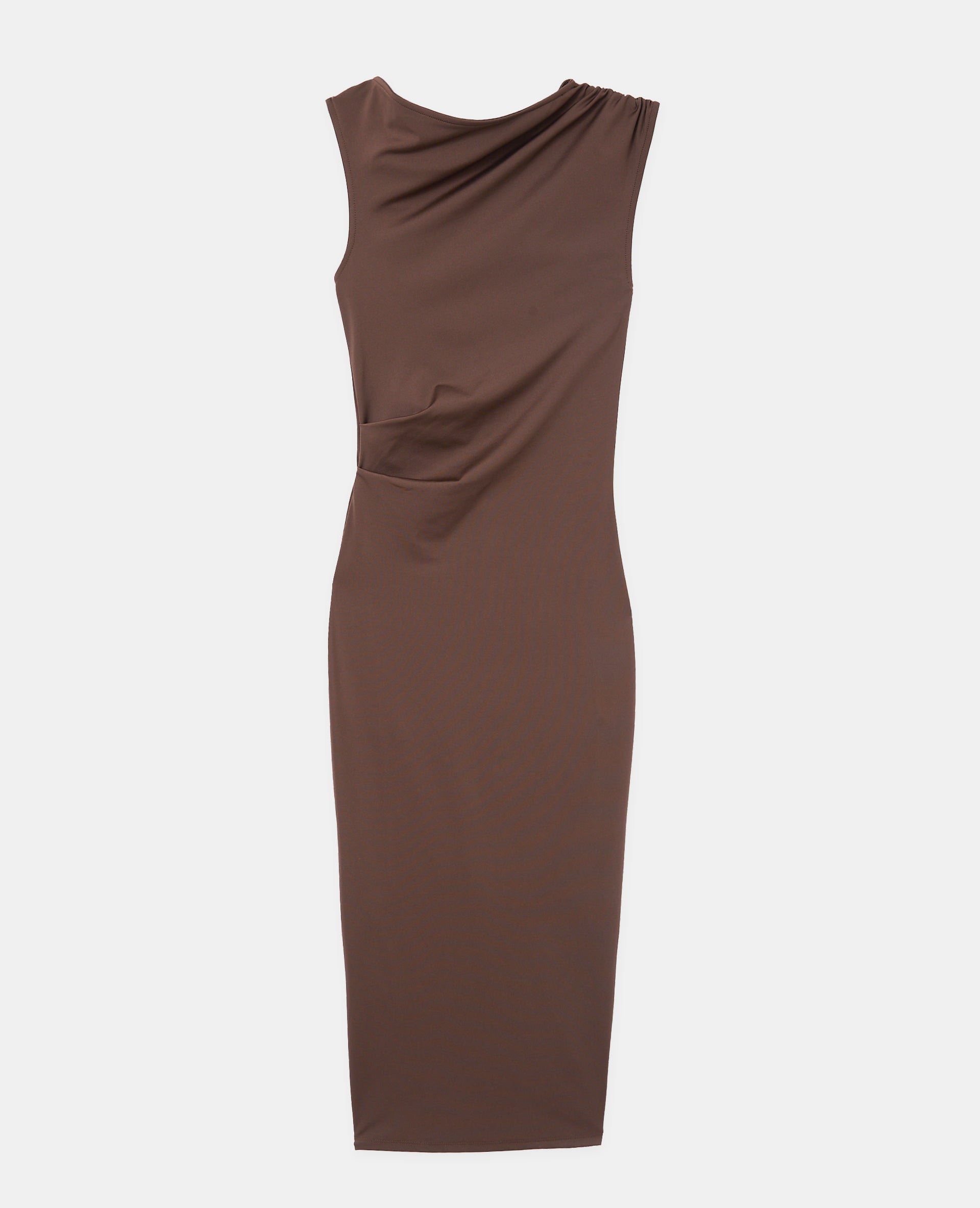Robe longue en maille stretch avec fronces