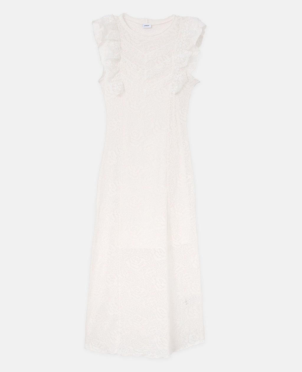 Robe longue en maille ajourée avec dentelle