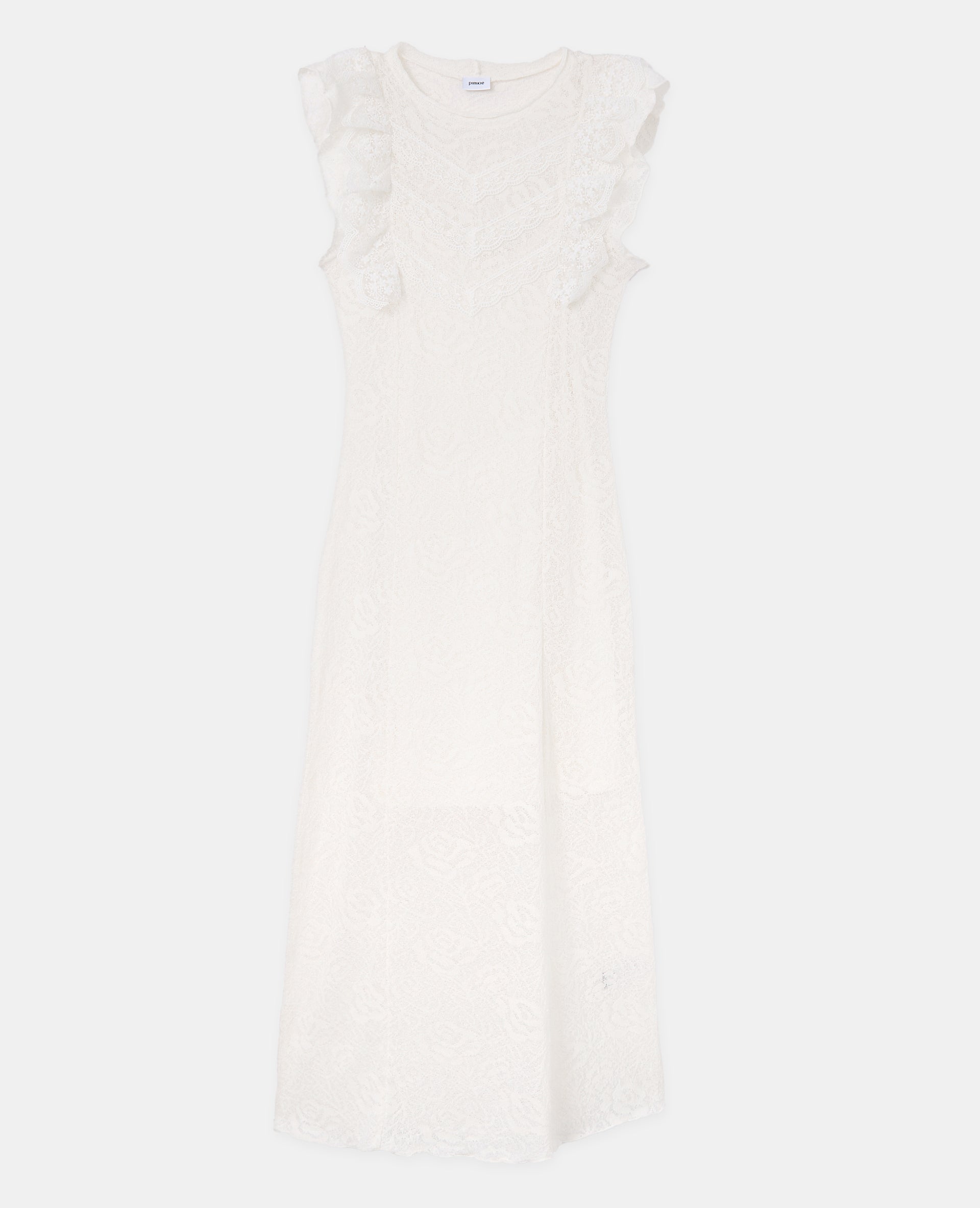 Robe longue en maille ajourée avec dentelle