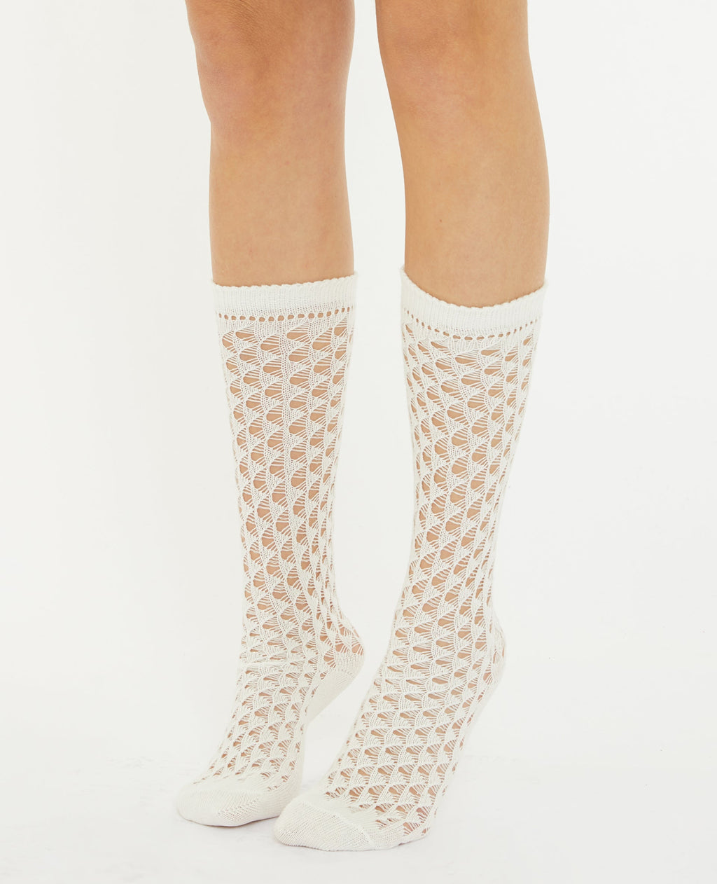 Paire de chaussettes hautes en maille ajourée
