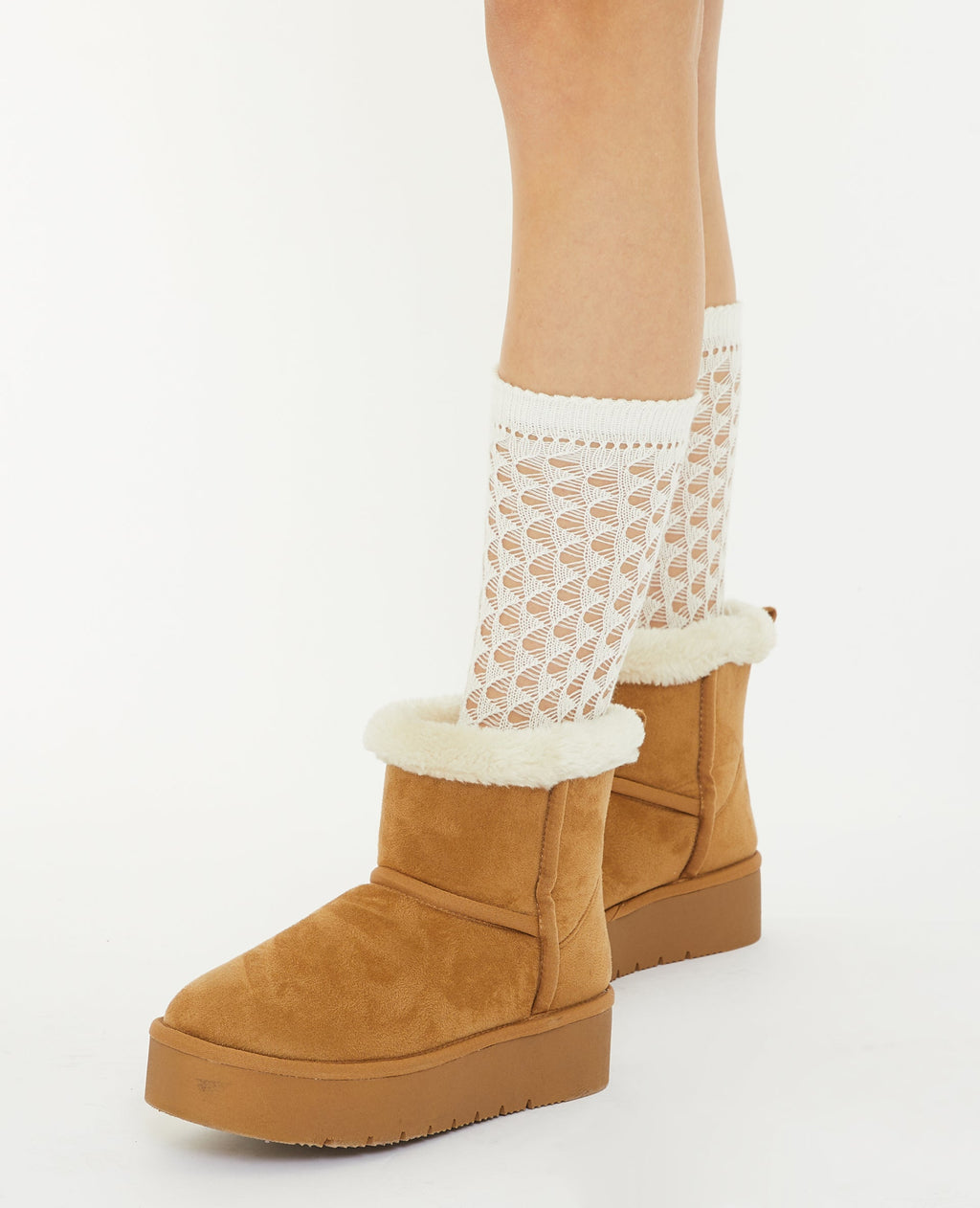 Paire de chaussettes hautes en maille ajourée