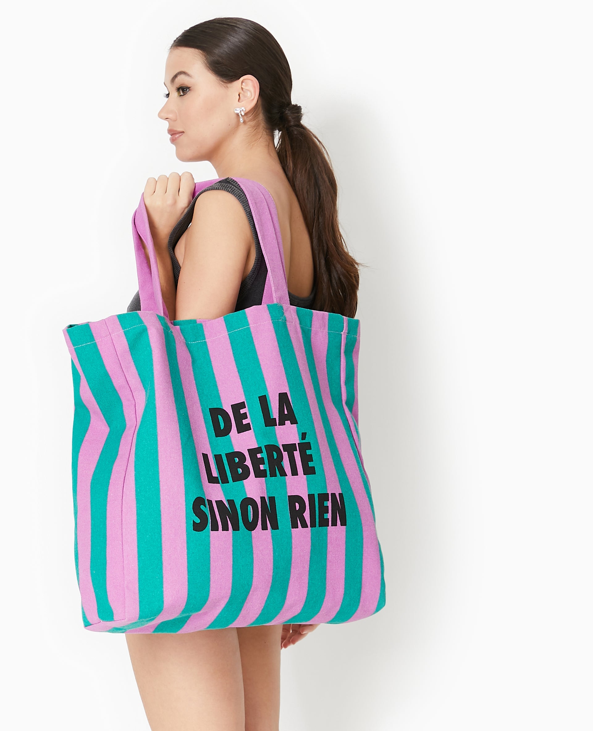Tote bag XXL rayé