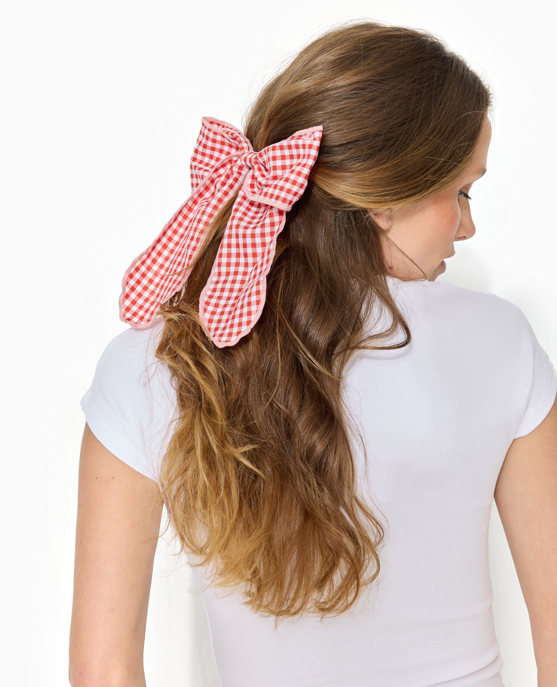 Barrette avec grand nœud vichy