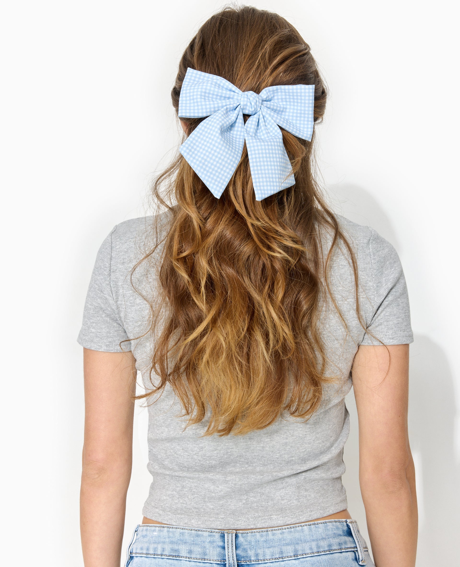 Barrette avec grand nœud vichy