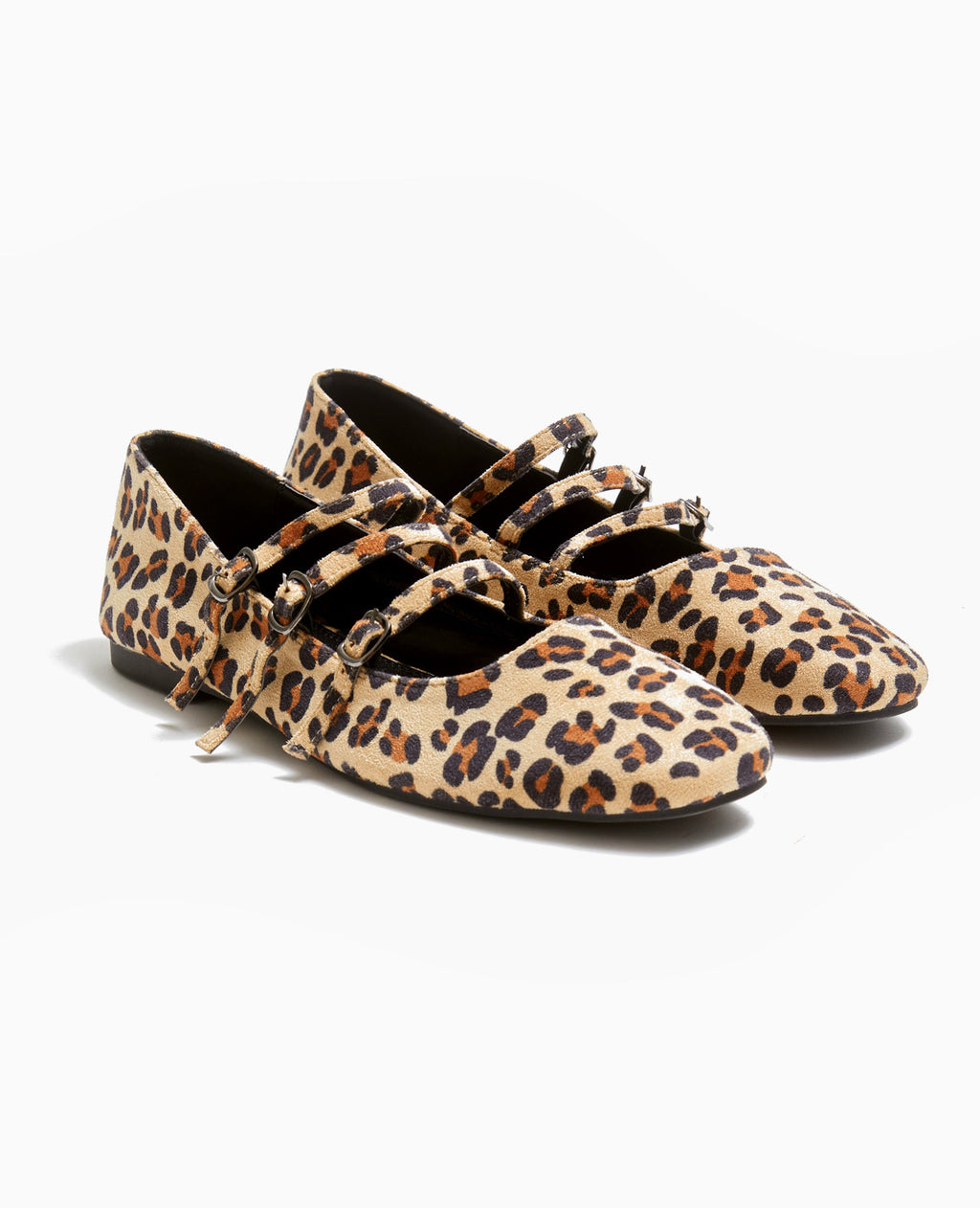 Ballerines motif léopard avec 3 brides