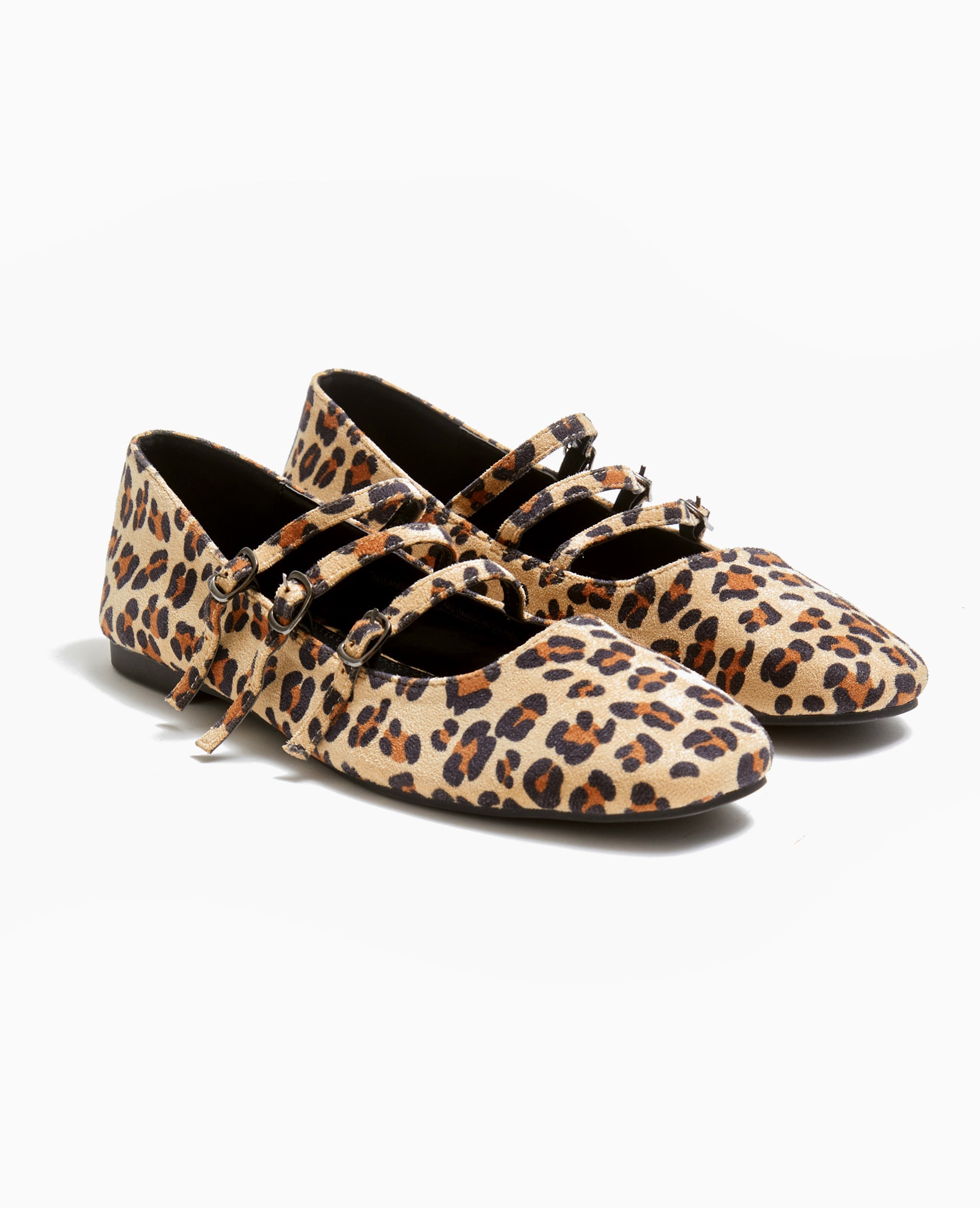 Ballerines motif léopard avec 3 brides