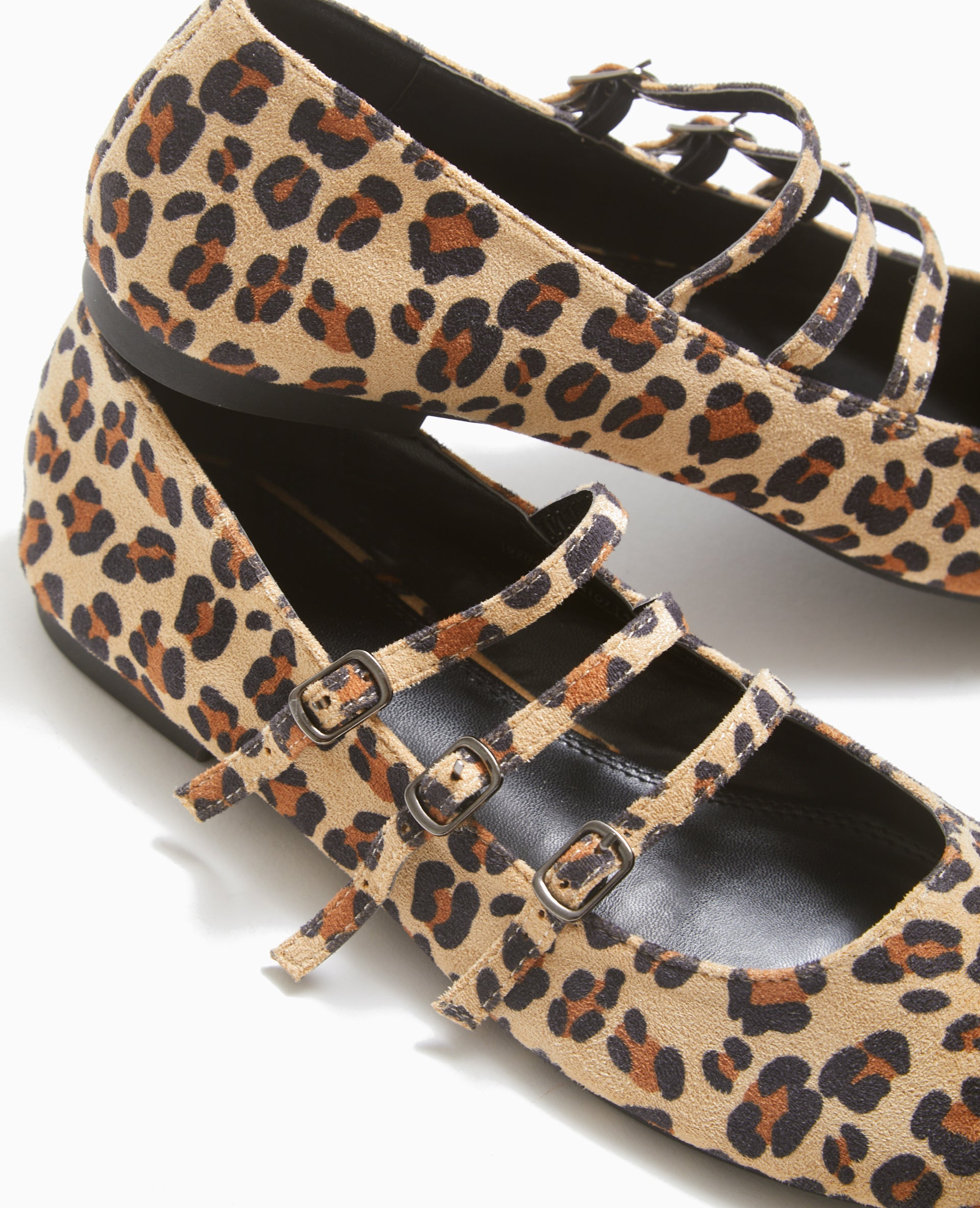 Ballerines motif léopard avec 3 brides