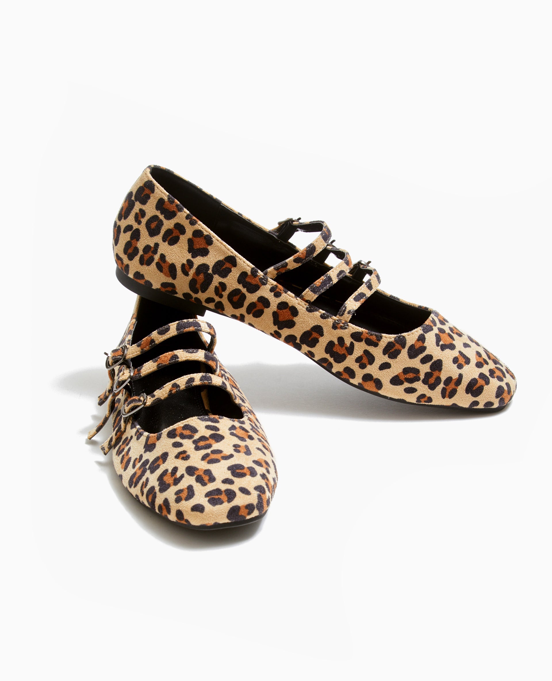 Ballerines motif léopard avec 3 brides