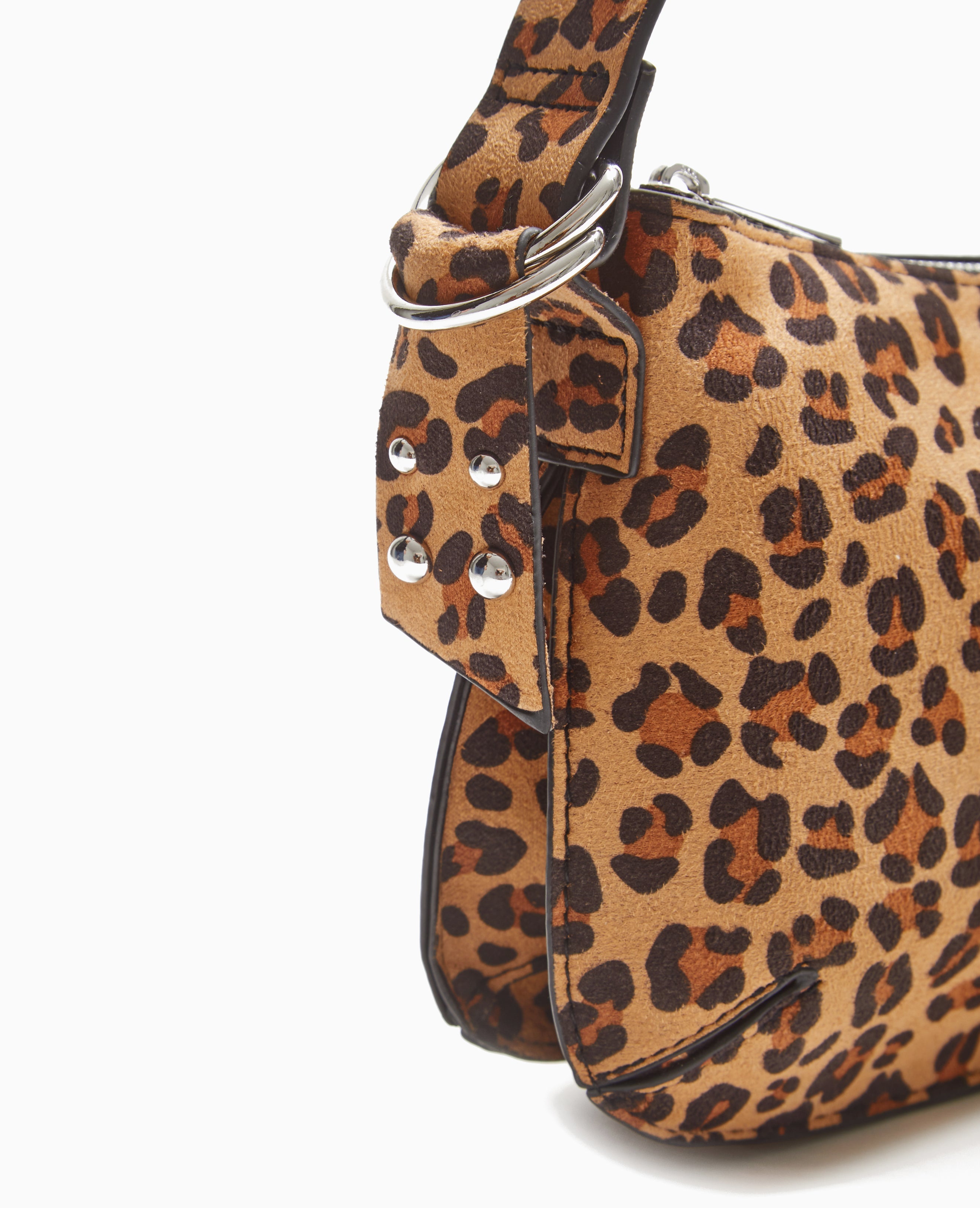 Sac porté épaule effet double poche motif léopard