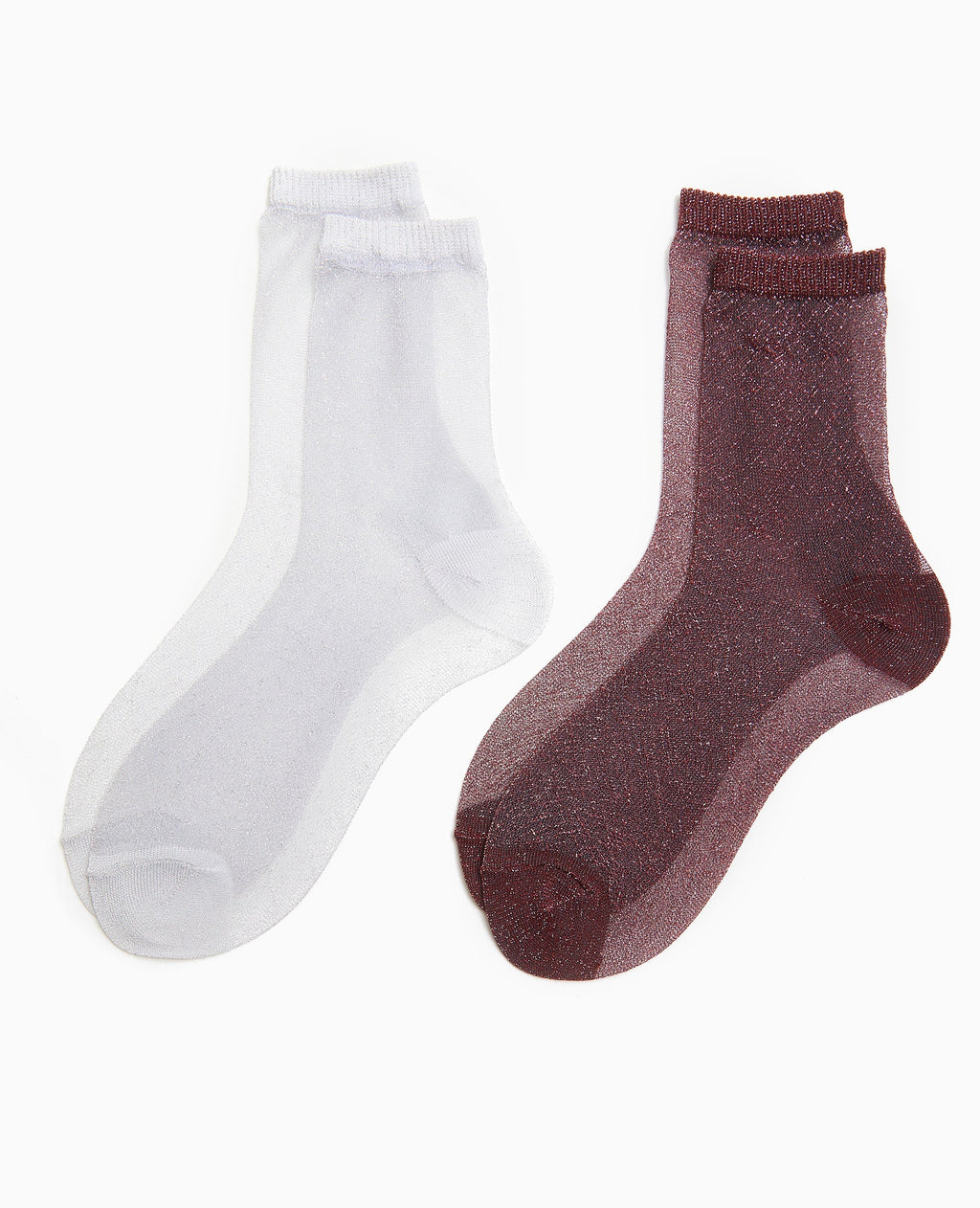 Lot de 2 paires de chaussettes transparentes lurex