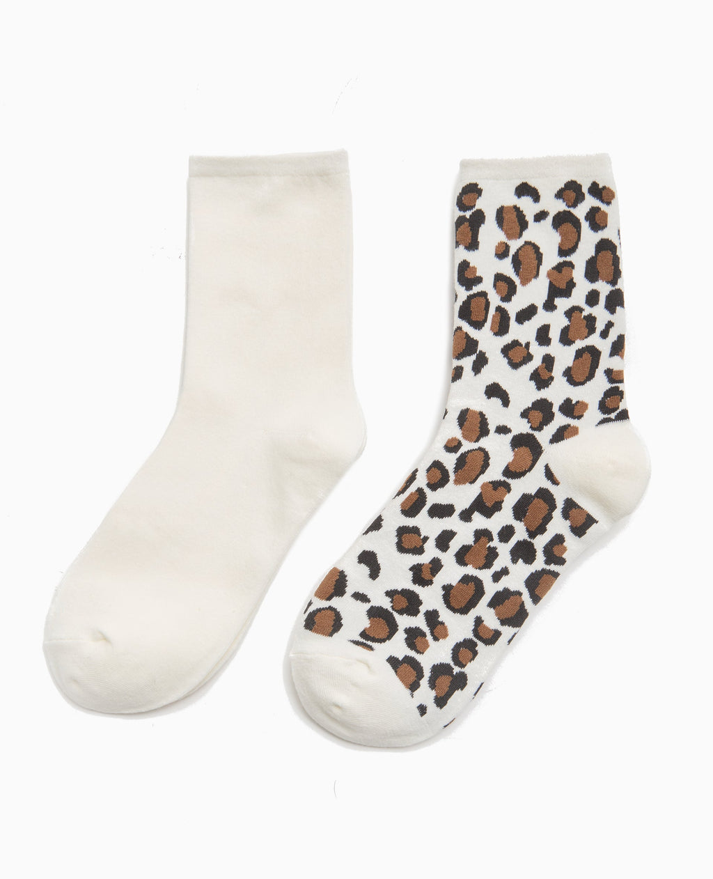 Lot de 2 paires de chaussettes unie + léopard