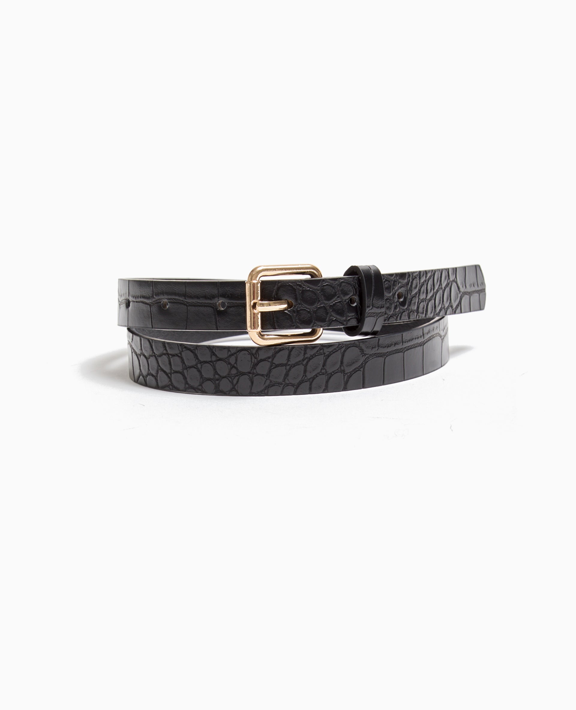 Ceinture fine effet croco