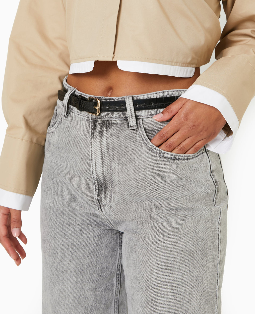 Ceinture fine effet croco