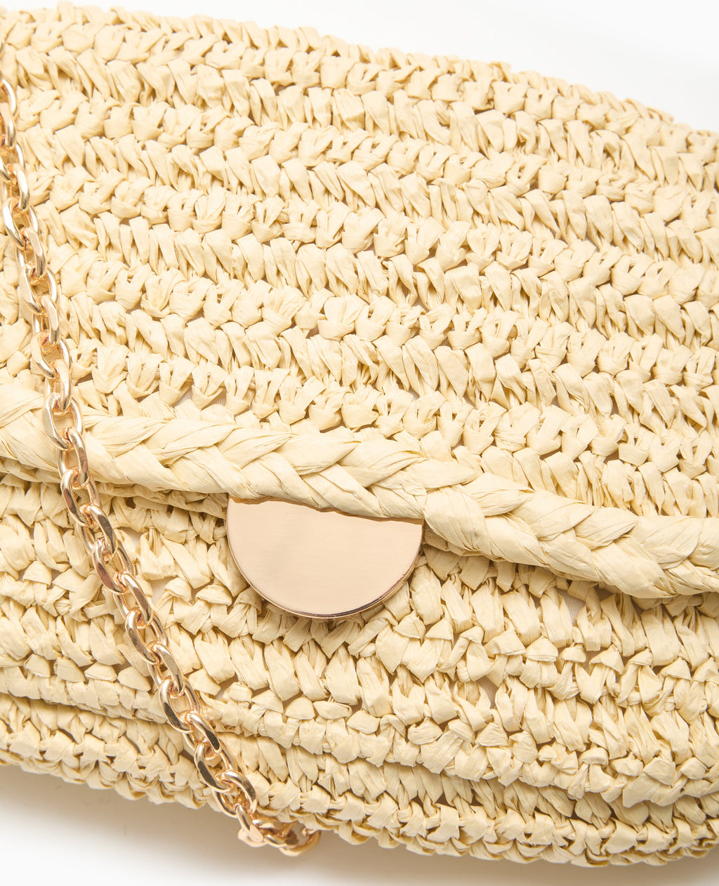Sac en raphia avec bandoulière en chaine