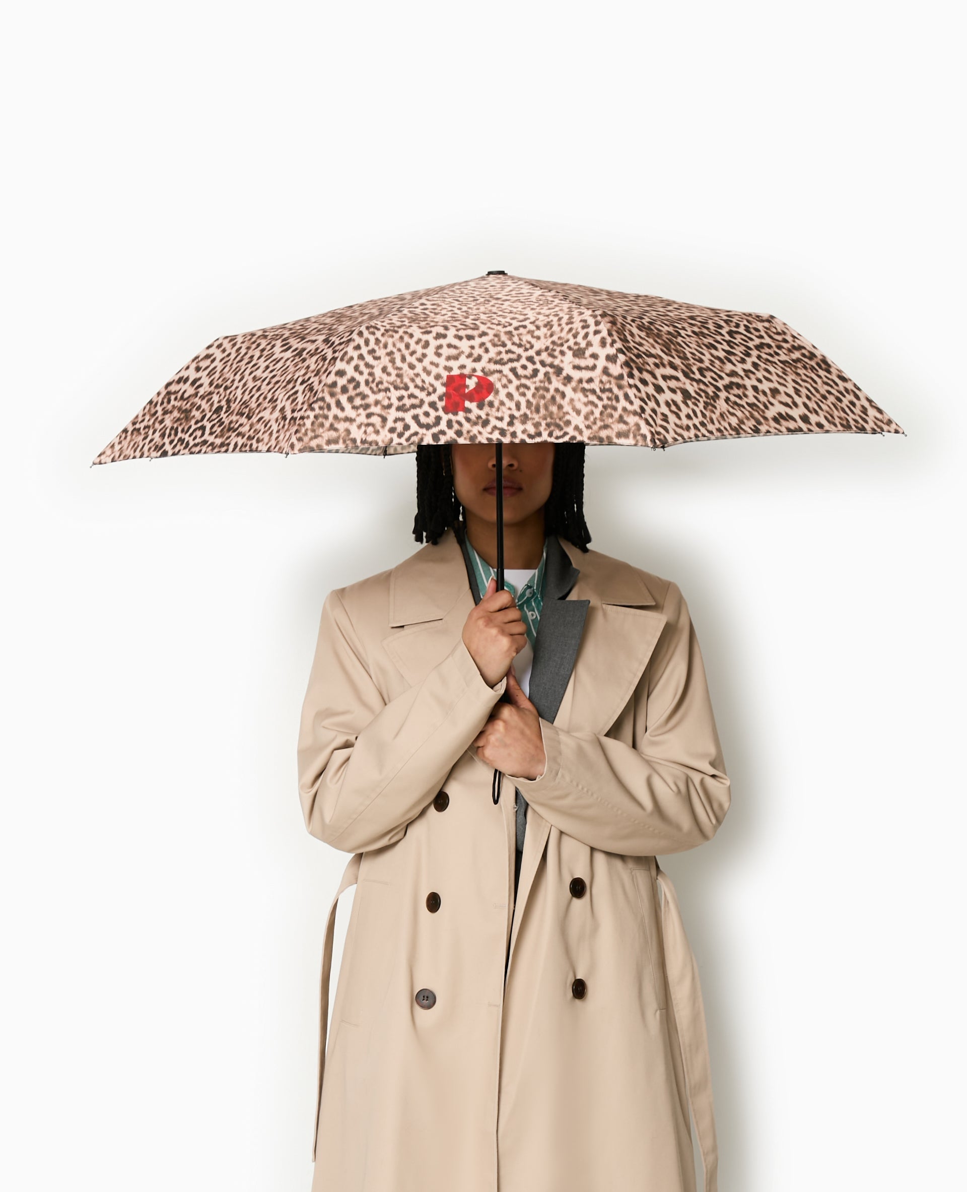 Parapluie rétractable léopard avec housse