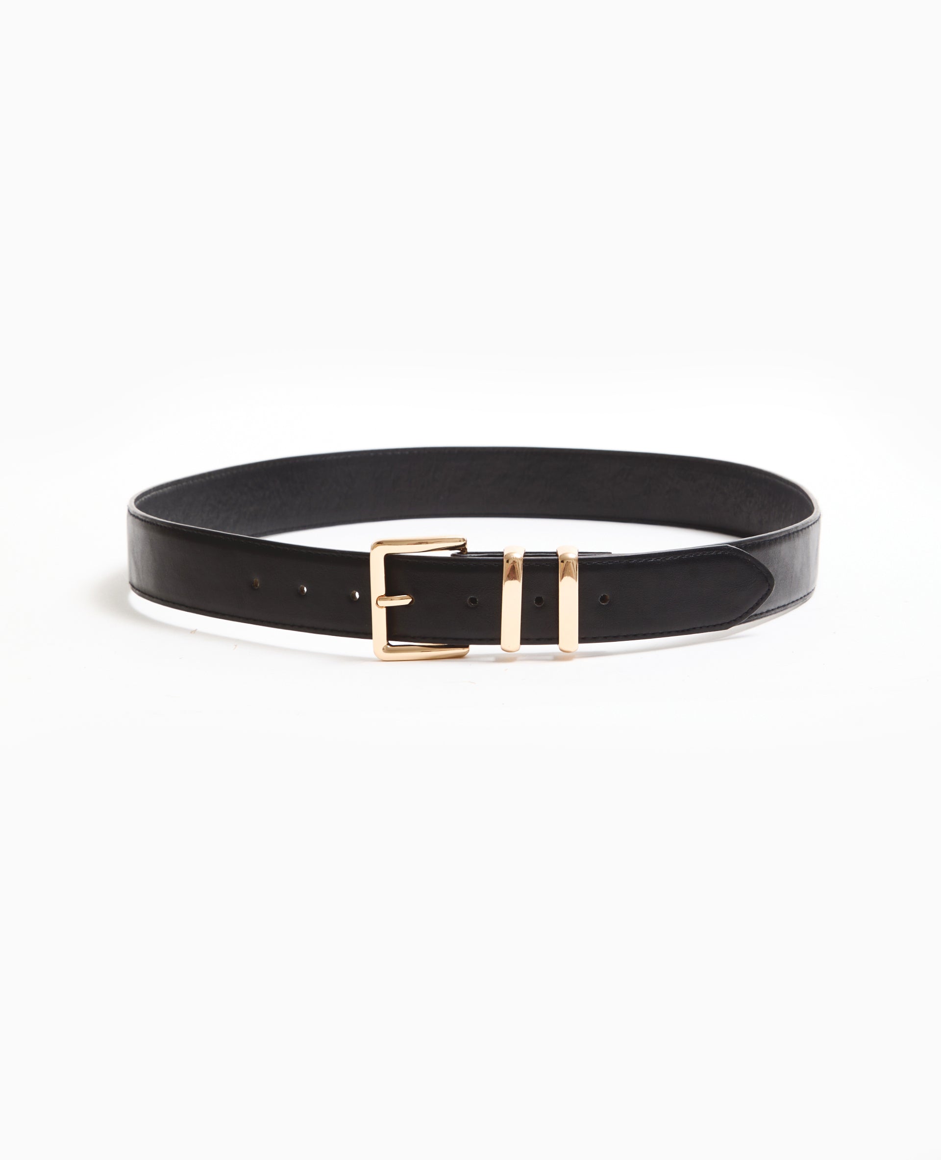 Ceinture en simili cuir avec boucle dorée