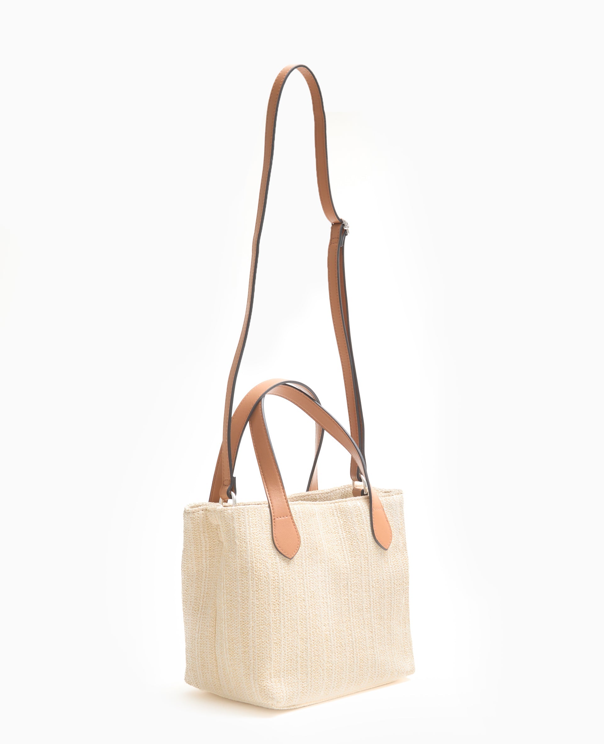 Sac en raphia avec poignées et bandoulière
