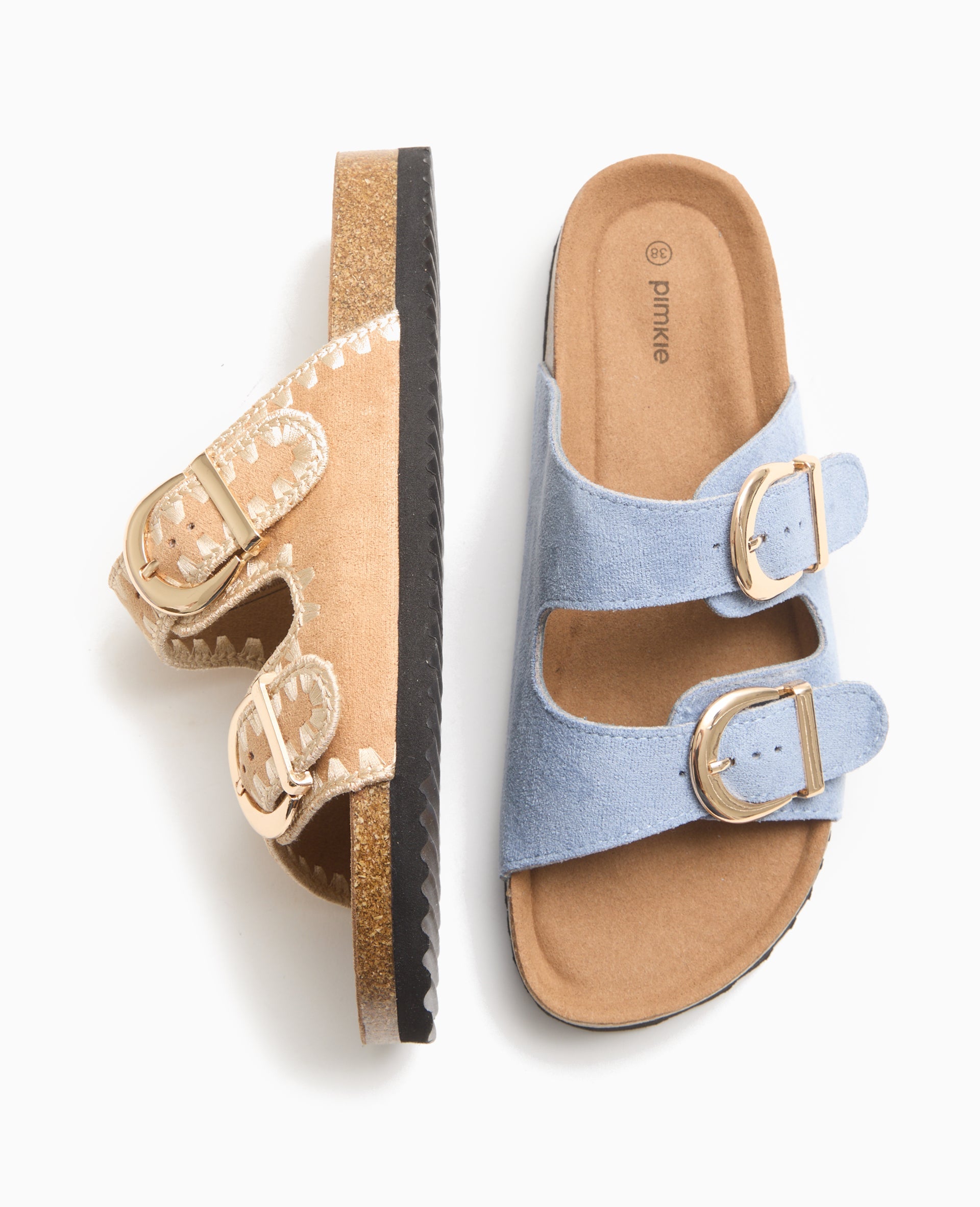 Mules à brides avec semelles façon liège