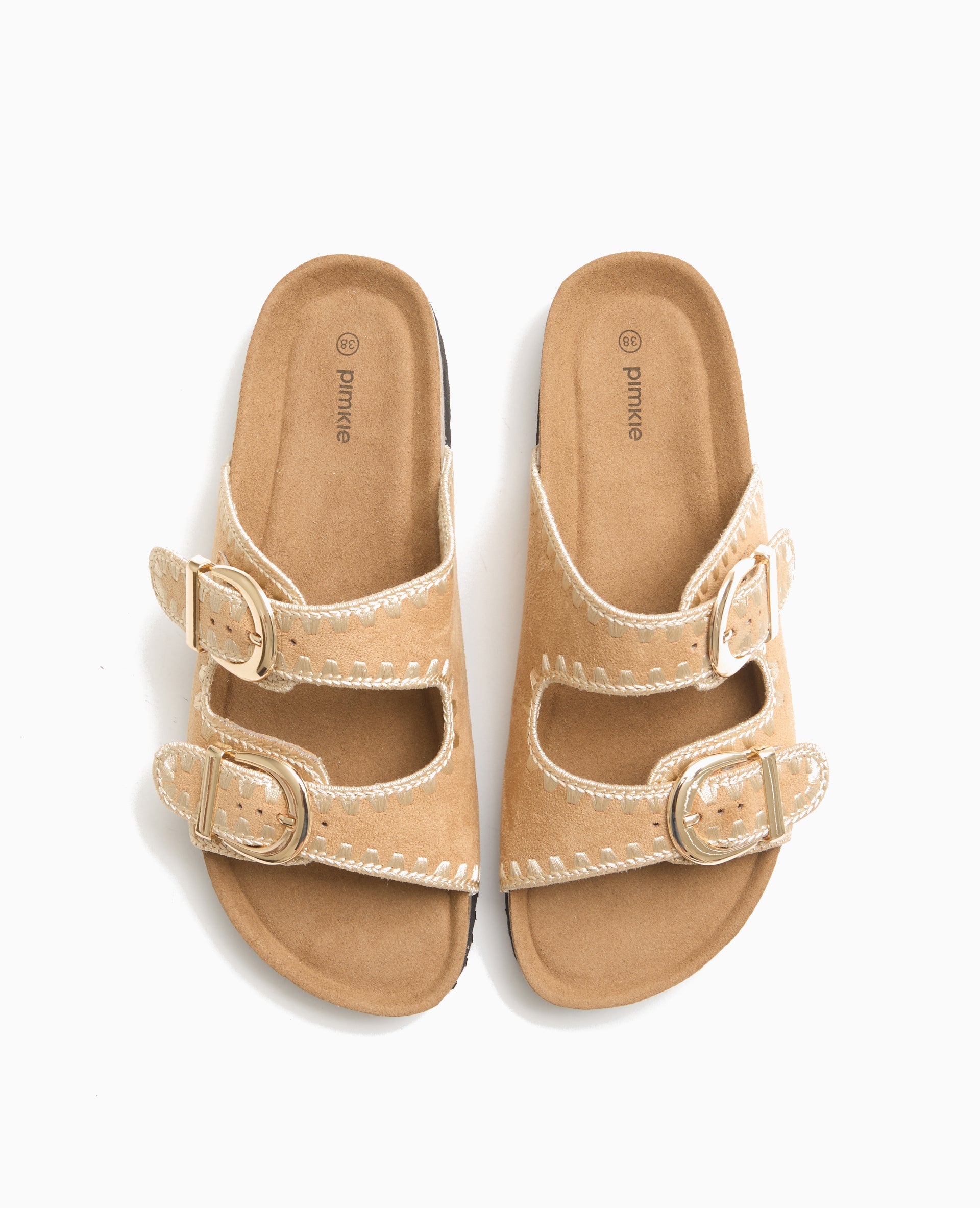 Mules à brides avec détails coutures